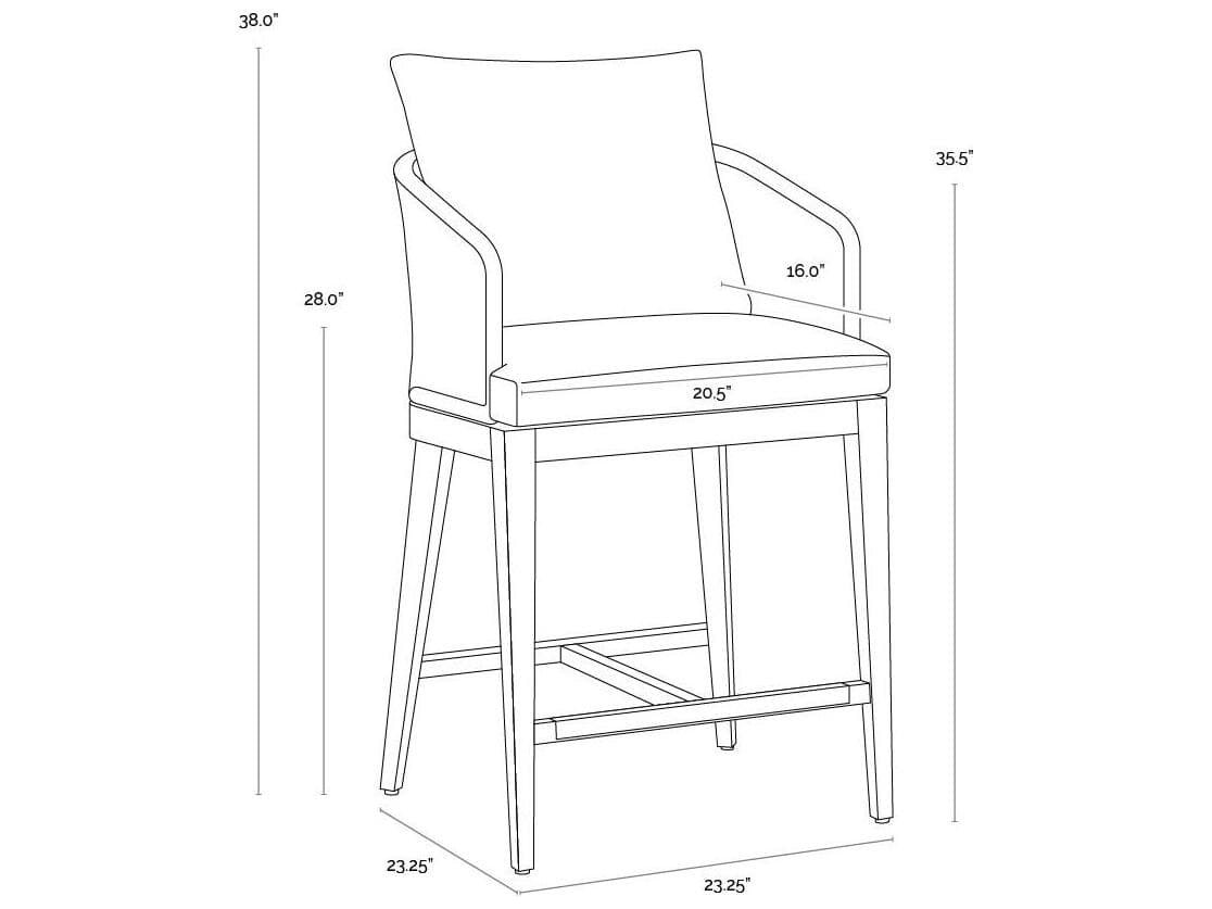 Sunpan Outdoor Capri Teak Wood Natural Counter Stool in Gracebay Grey