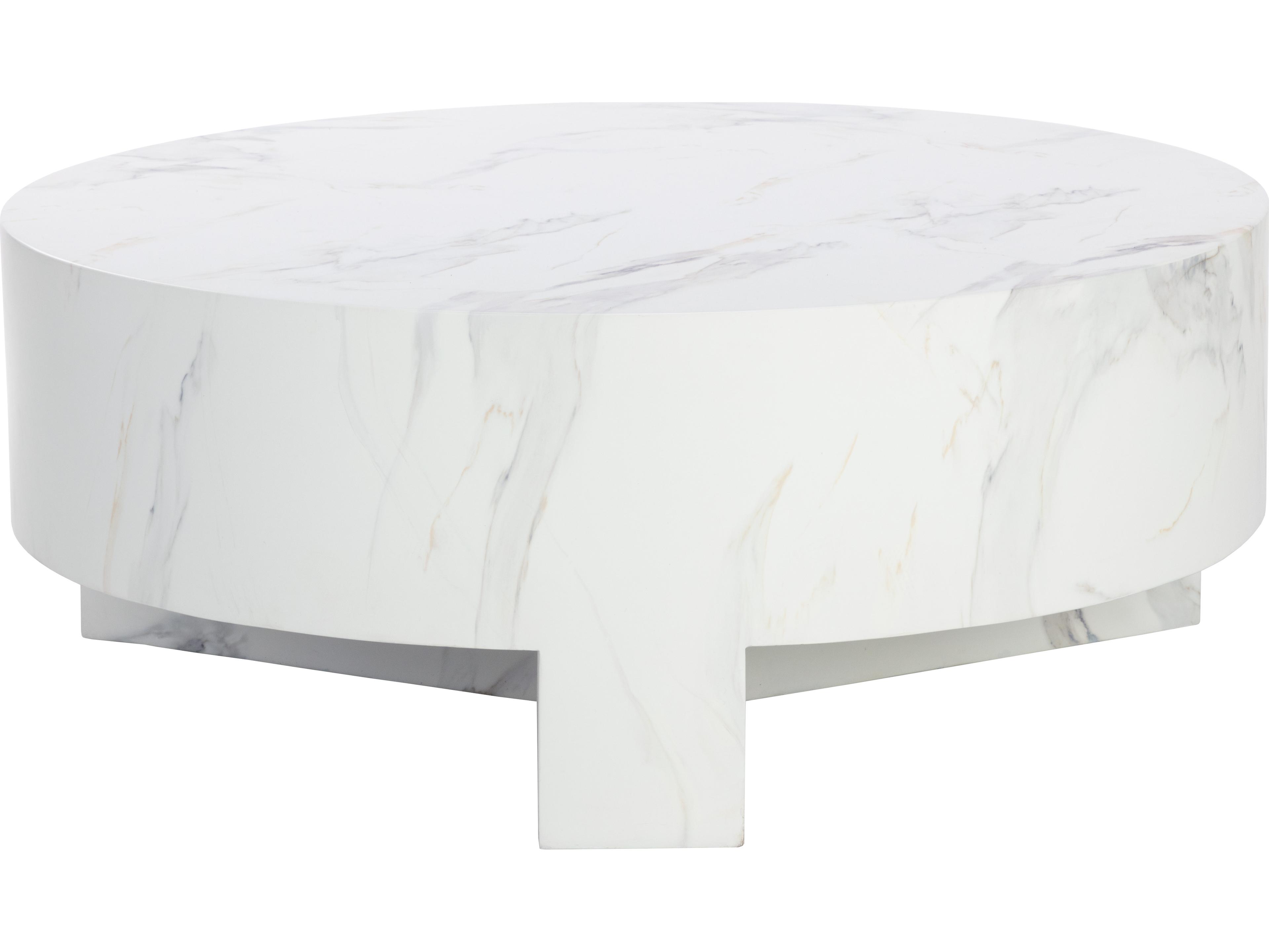 Sunpan Outdoor Mirella Concrete White Round Coffee Table