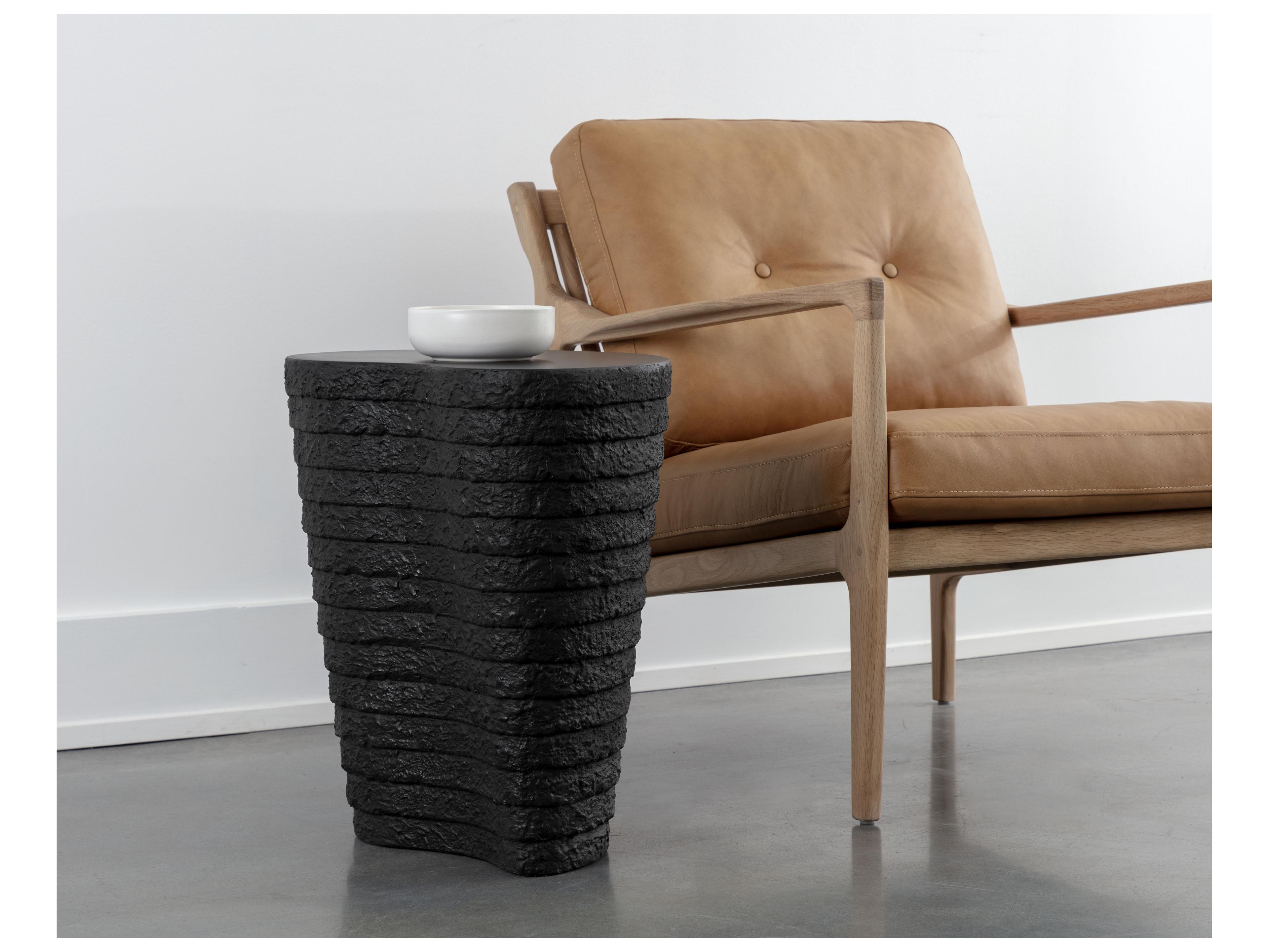 Sunpan Outdoor Mojave Concrete Black Oval End Table