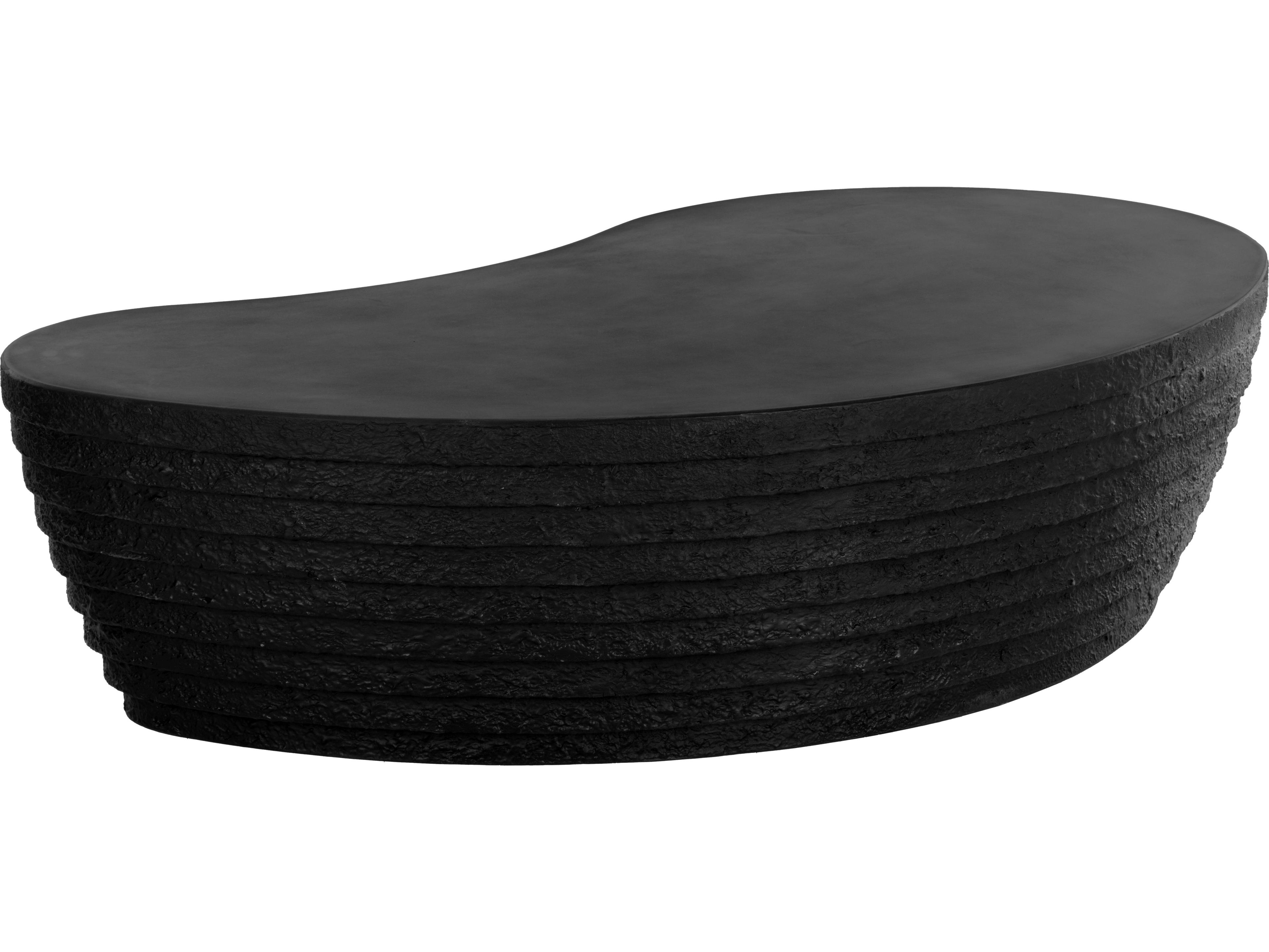 Sunpan Outdoor Mojave Concrete Black Oval Coffee Table