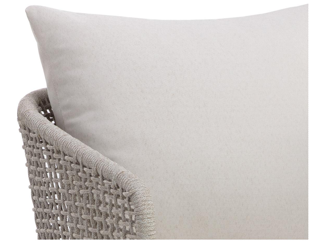 Sunpan Outdoor Capri Teak Wood Light Brown Dining Arm Chair in Palazzo Cream