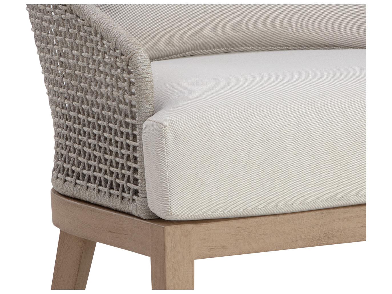 Sunpan Outdoor Capri Teak Wood Light Brown Lounge Chair in Palazzo Cream