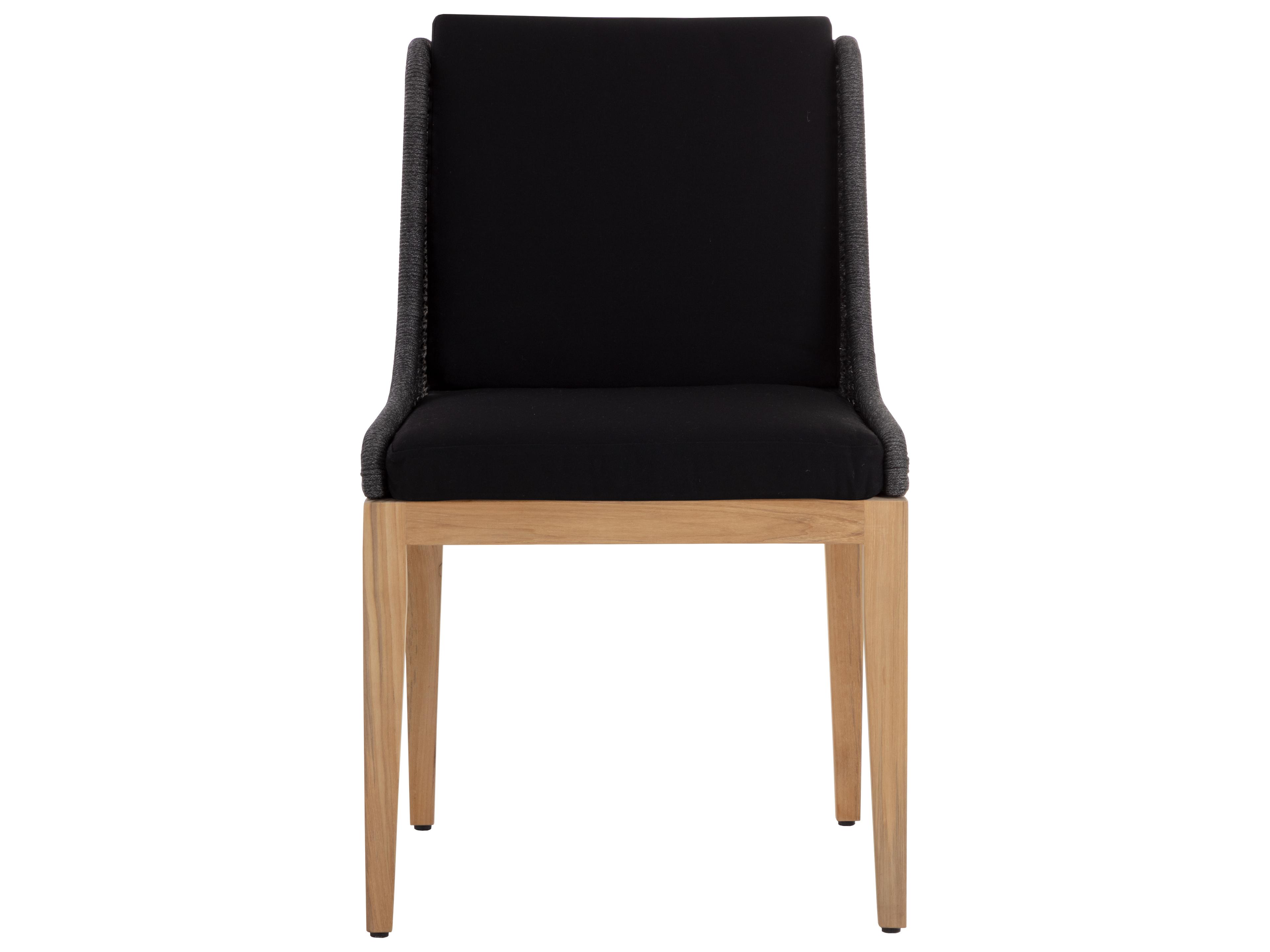 Sunpan Outdoor Sorrento Teak Wood Natural Dining Side Chair in Arashi Black
