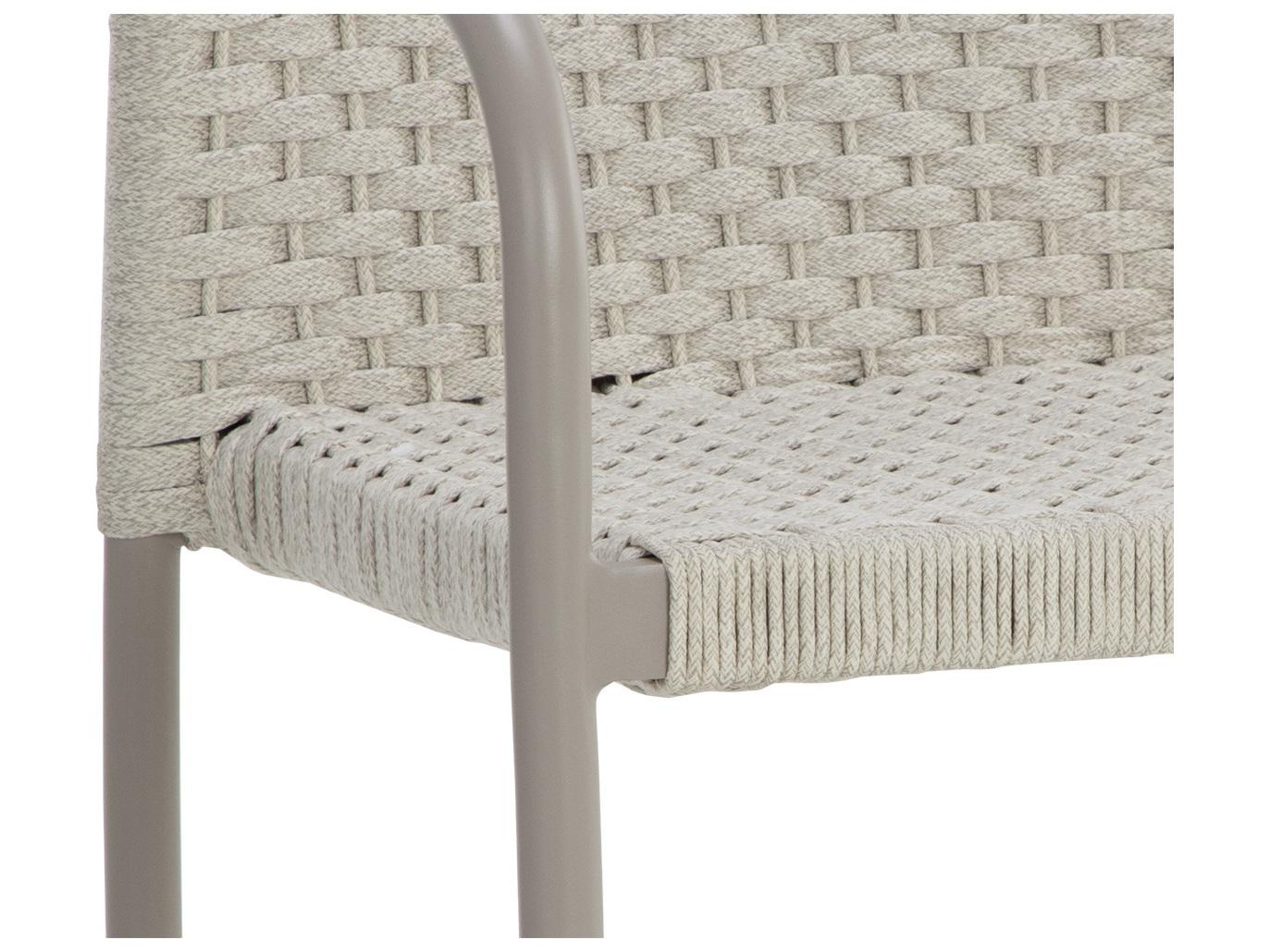 Sunpan Outdoor Castella Casella Aluminum Greige Stackable Dining Arm Chair in Cream