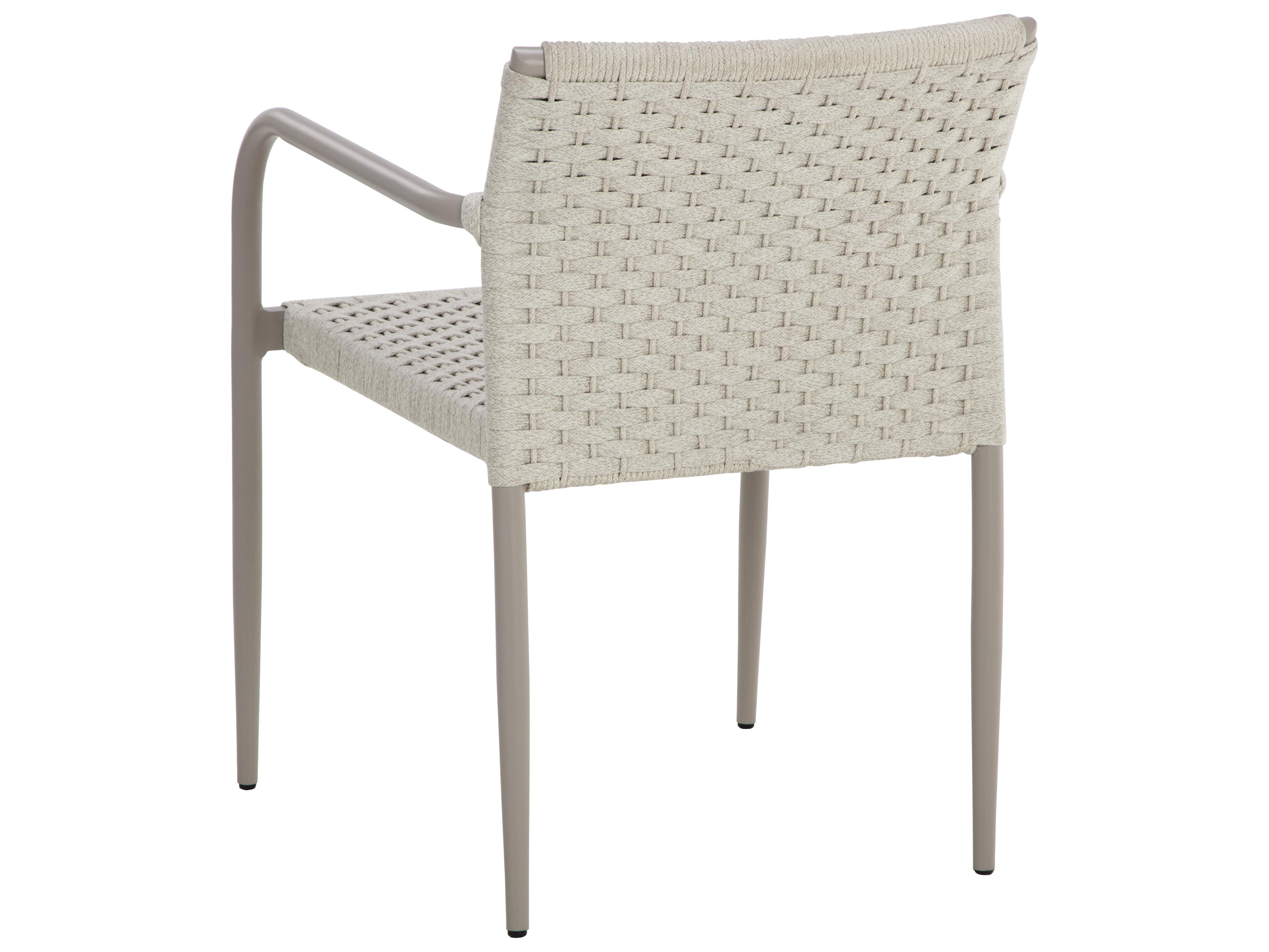 Sunpan Outdoor Castella Casella Aluminum Greige Stackable Dining Arm Chair in Cream