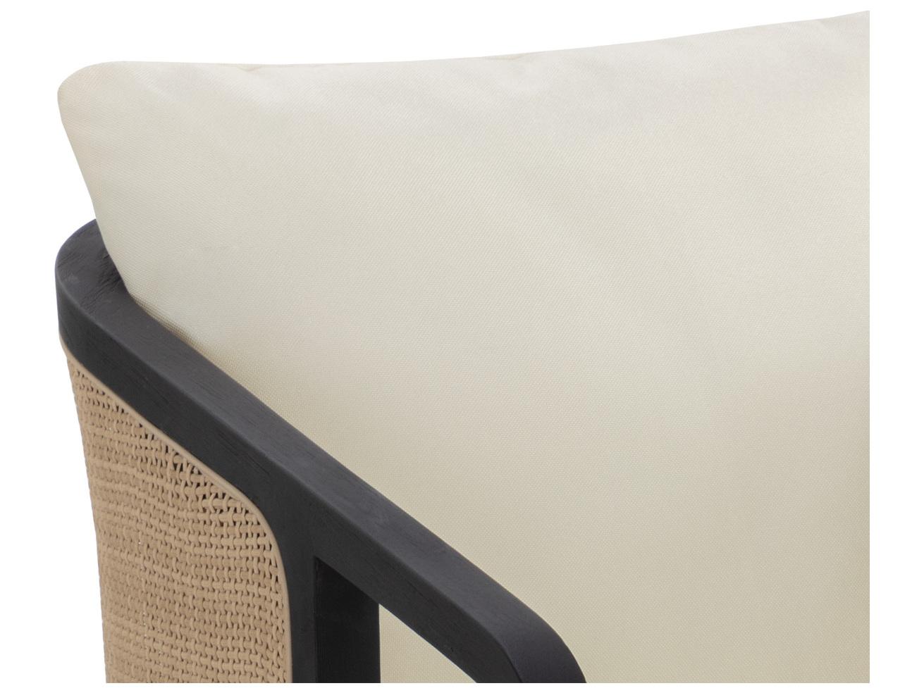 Sunpan Outdoor Palermo Teak Wood Charcoal Dining Arm Chair in Stinson Cream