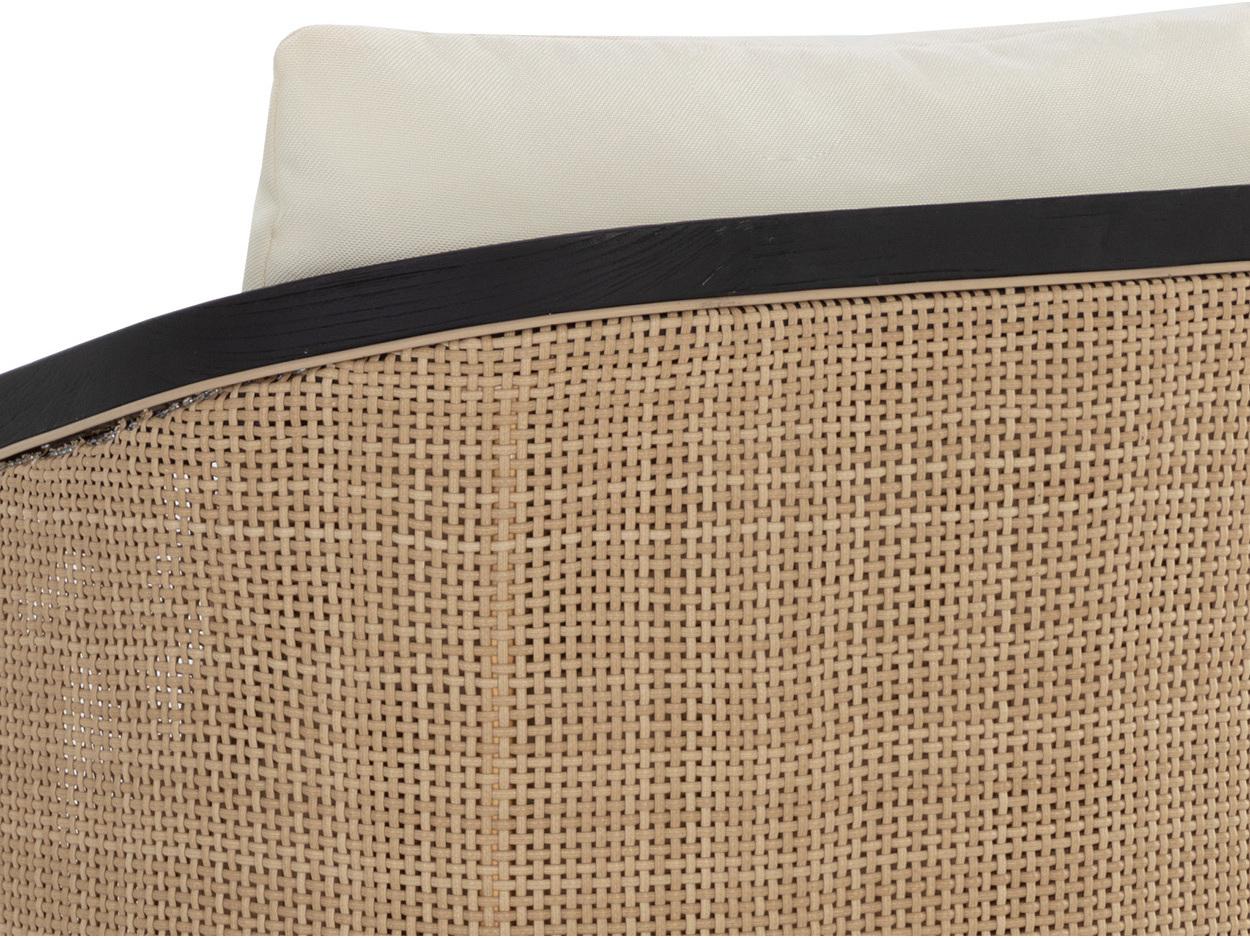 Sunpan Outdoor Palermo Teak Wood Charcoal Dining Arm Chair in Stinson Cream