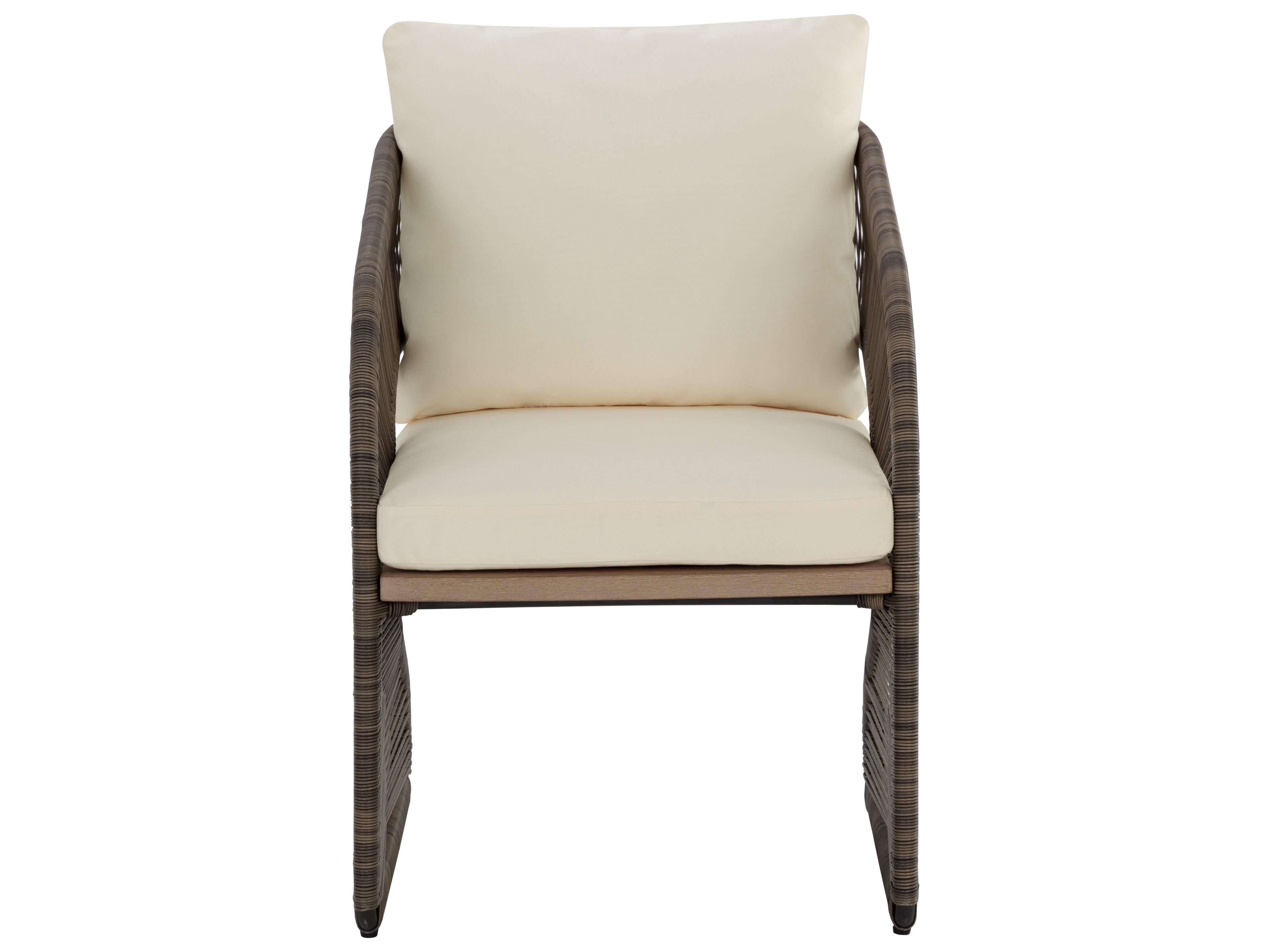 Sunpan Outdoor Toulon Aluminum Dark Grey Dining Arm Chair in Stinson Cream