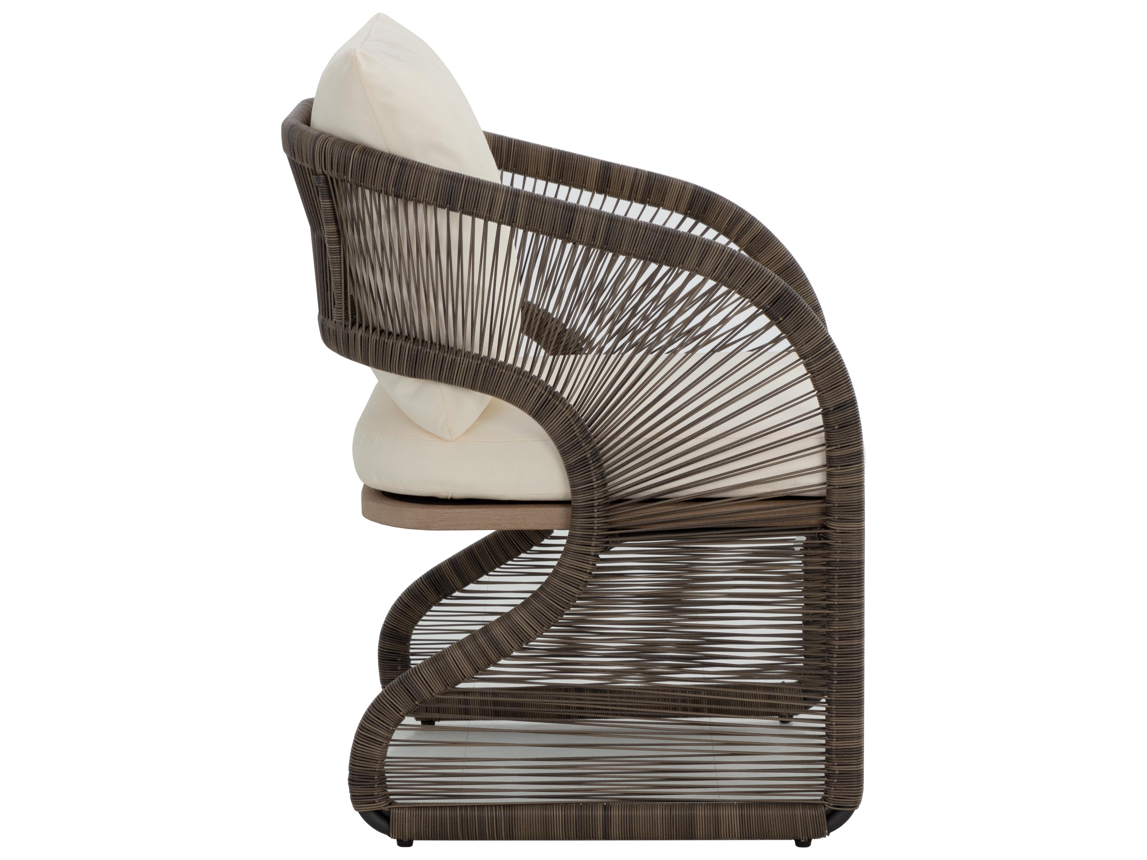 Sunpan Outdoor Toulon Aluminum Dark Grey Dining Arm Chair in Stinson Cream