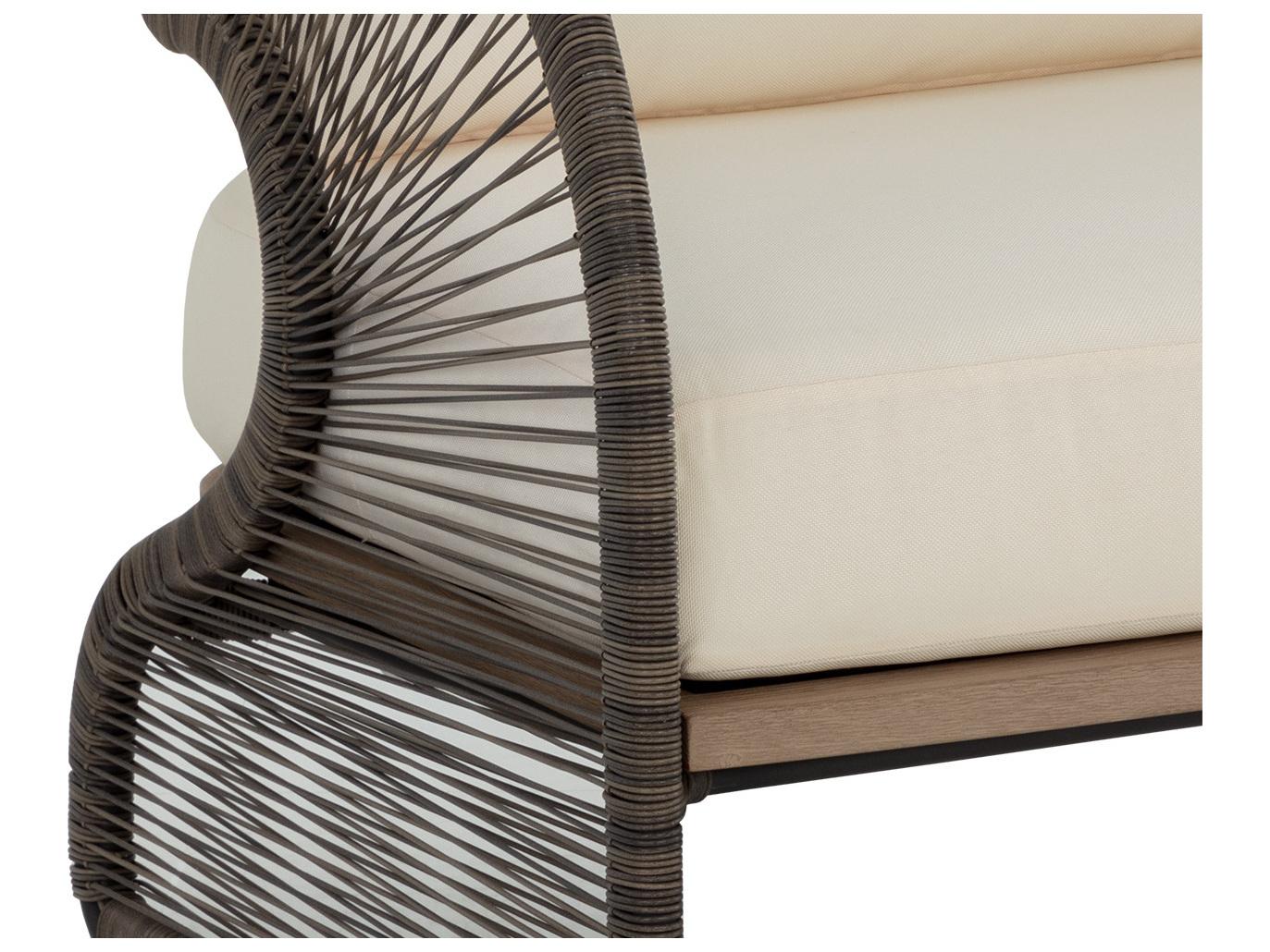 Sunpan Outdoor Toulon Aluminum Dark Grey Lounge Chair in Stinson Cream