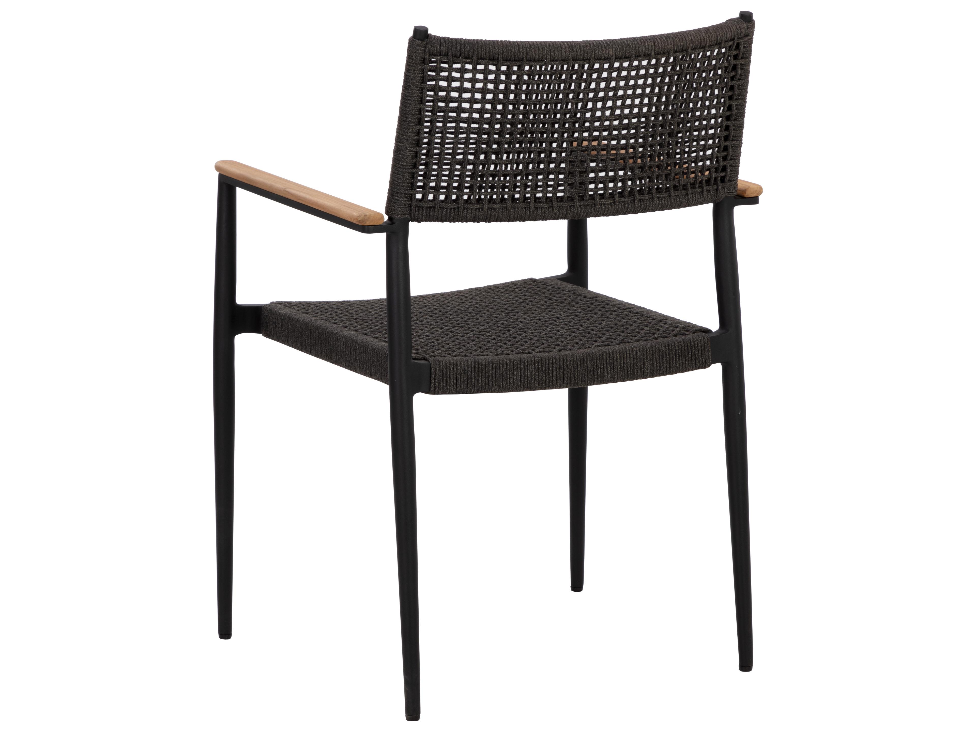 Sunpan Outdoor Nava Aluminum Black Stackable Dining Arm Chair
