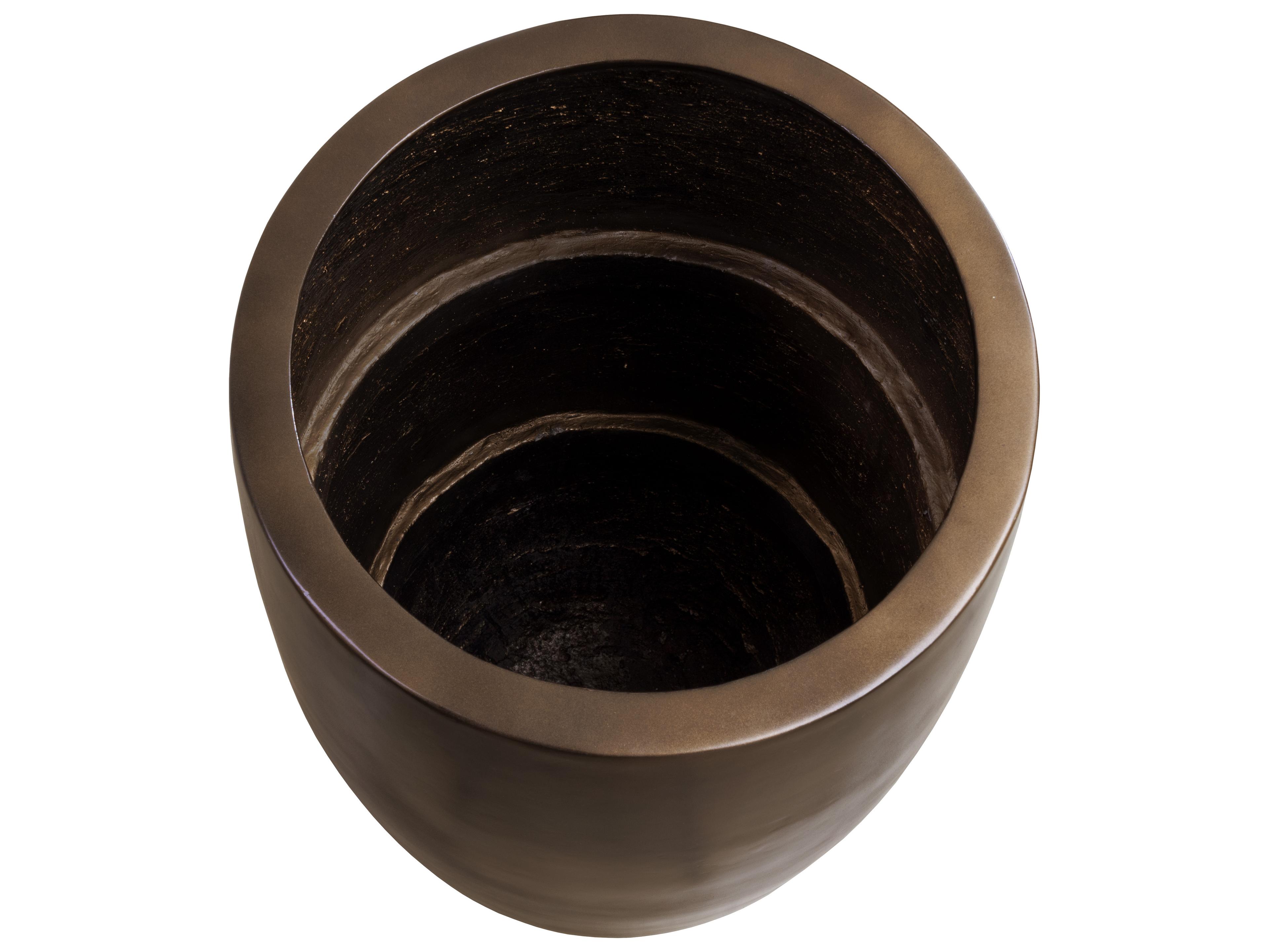 Sunpan Outdoor Aster Concrete Antique Bronze Tall Round Planter