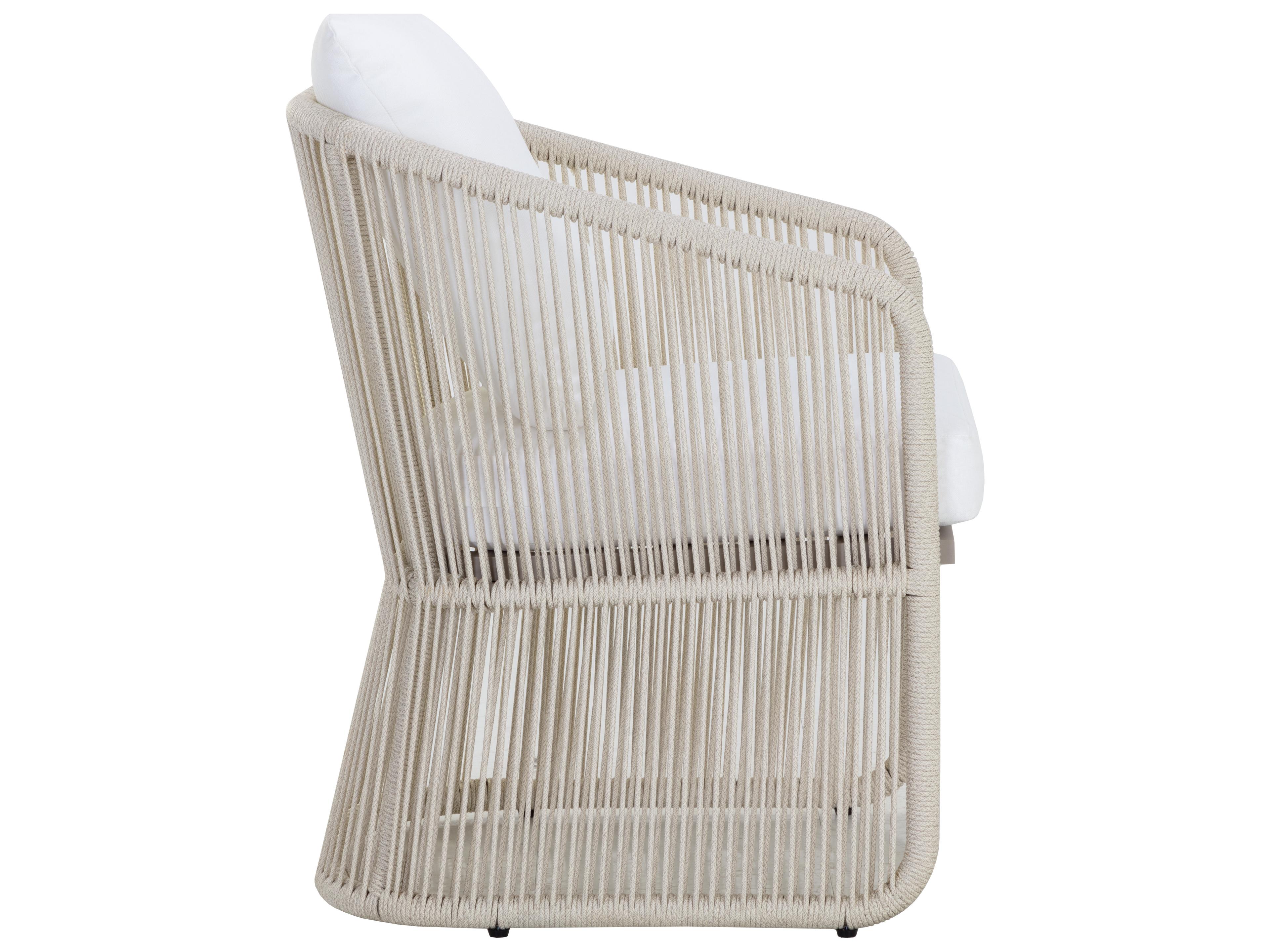 Sunpan Outdoor Allariz Aluminum Rope Greige Dining Arm Chair in Stinson White