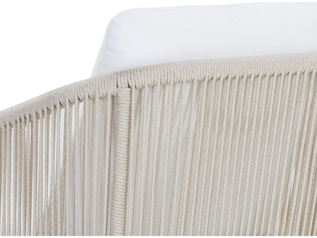 Sunpan Outdoor Allariz Aluminum Rope Greige Dining Arm Chair in Stinson White