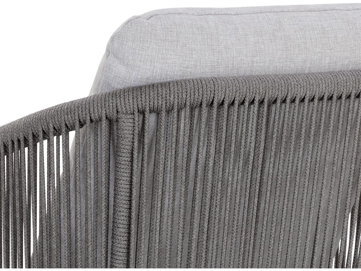 Sunpan Outdoor Allariz Aluminum Rope Warm Grey Dining Arm Chair in Gracebay Light Grey