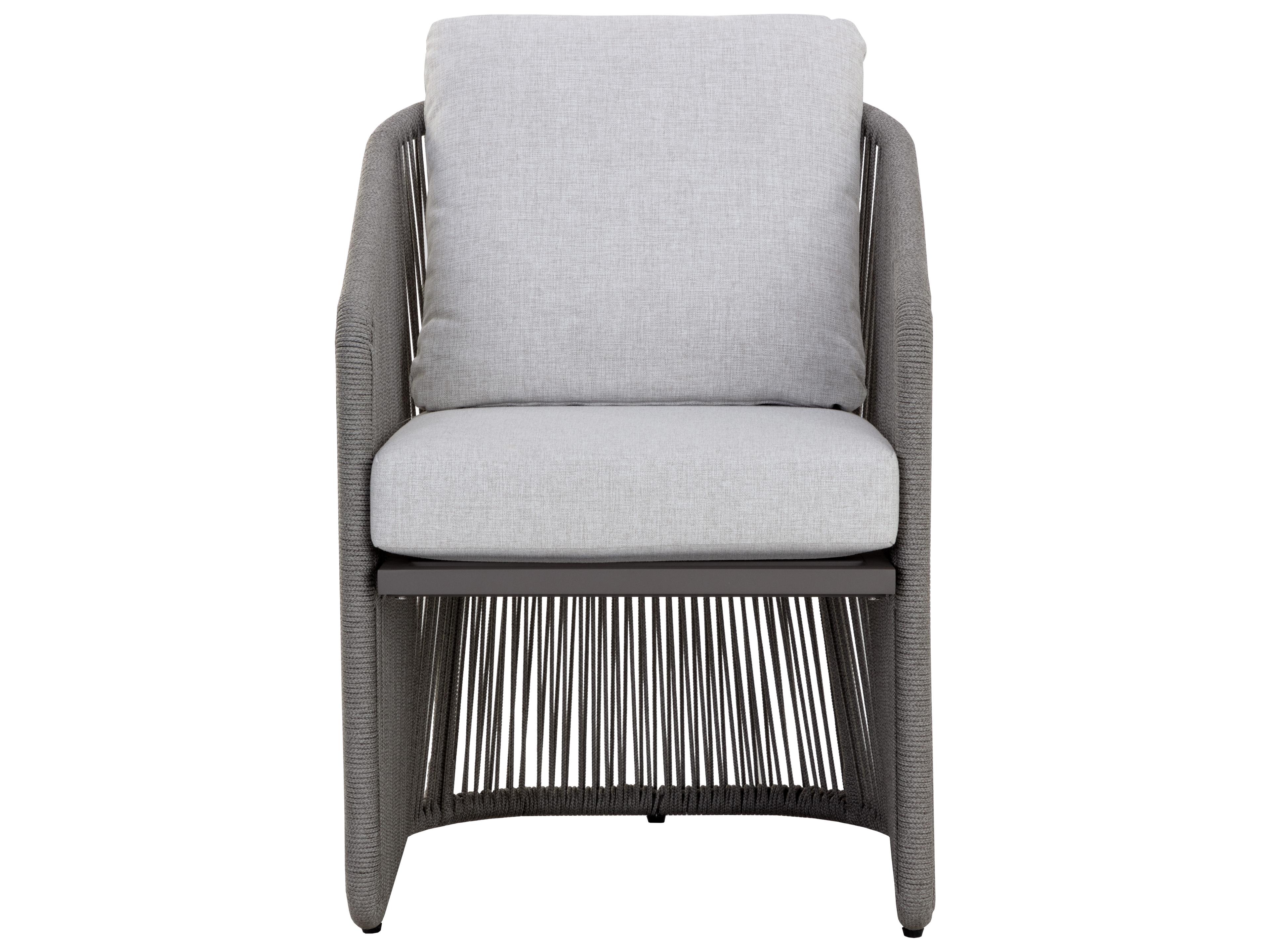 Sunpan Outdoor Allariz Aluminum Rope Warm Grey Dining Arm Chair in Gracebay Light Grey