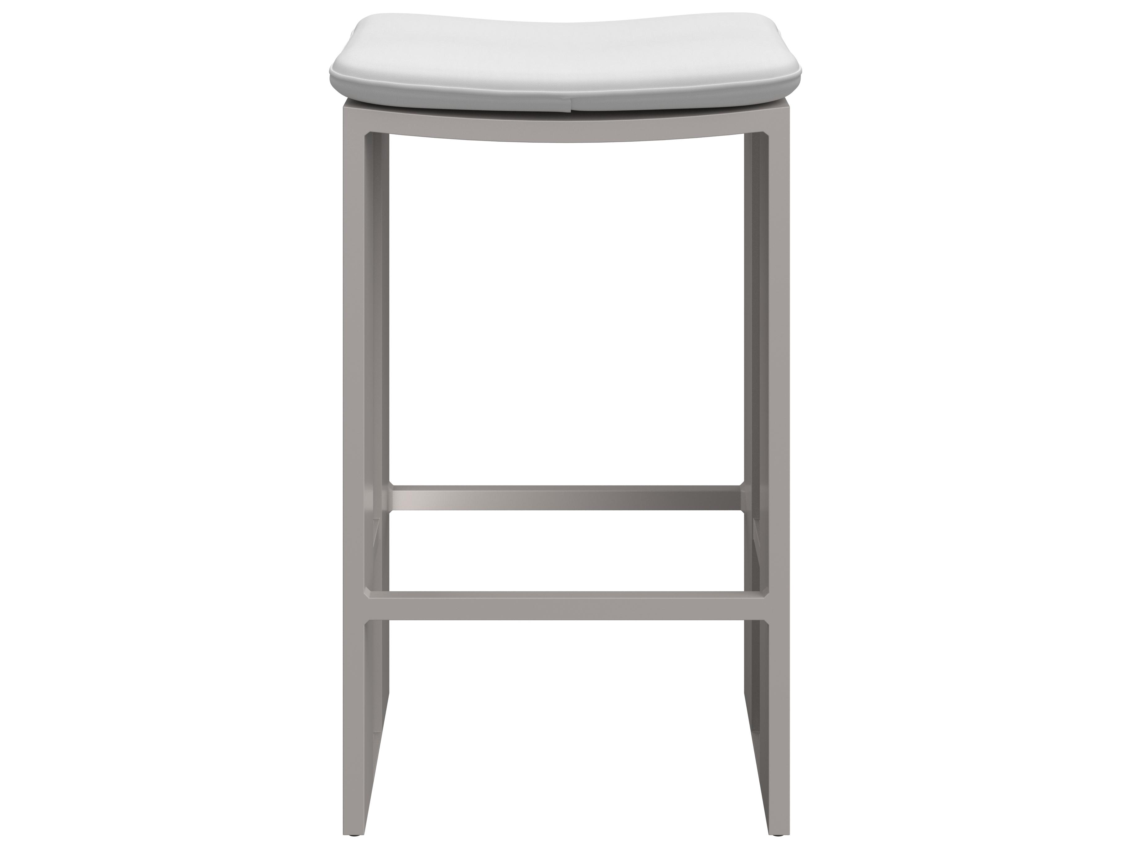 Sunpan Outdoor Verin Aluminum Greige Bar Stool in Stinson White