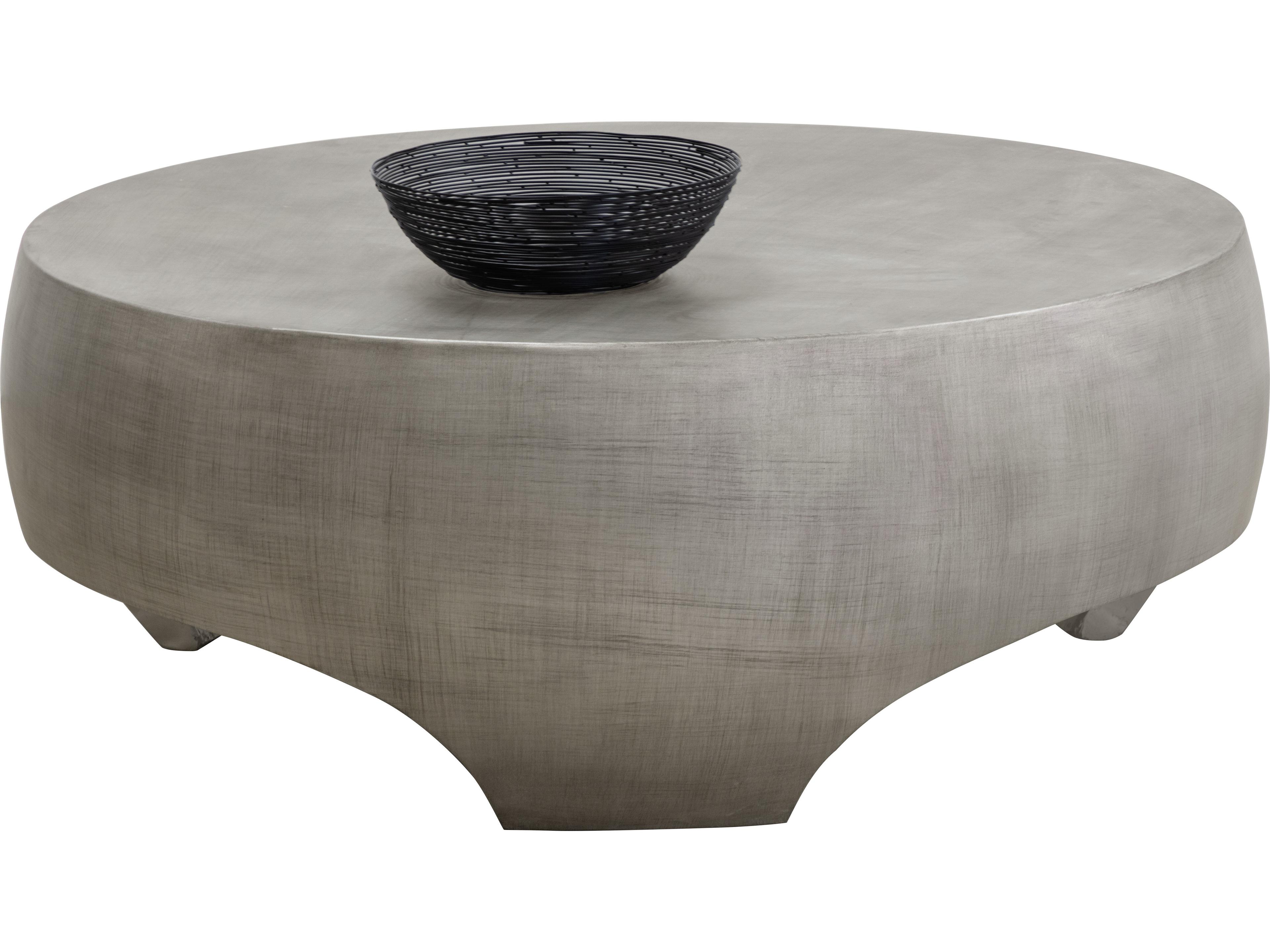 Sunpan Outdoor Tarsus Concrete Light Pewter Round Coffee Table