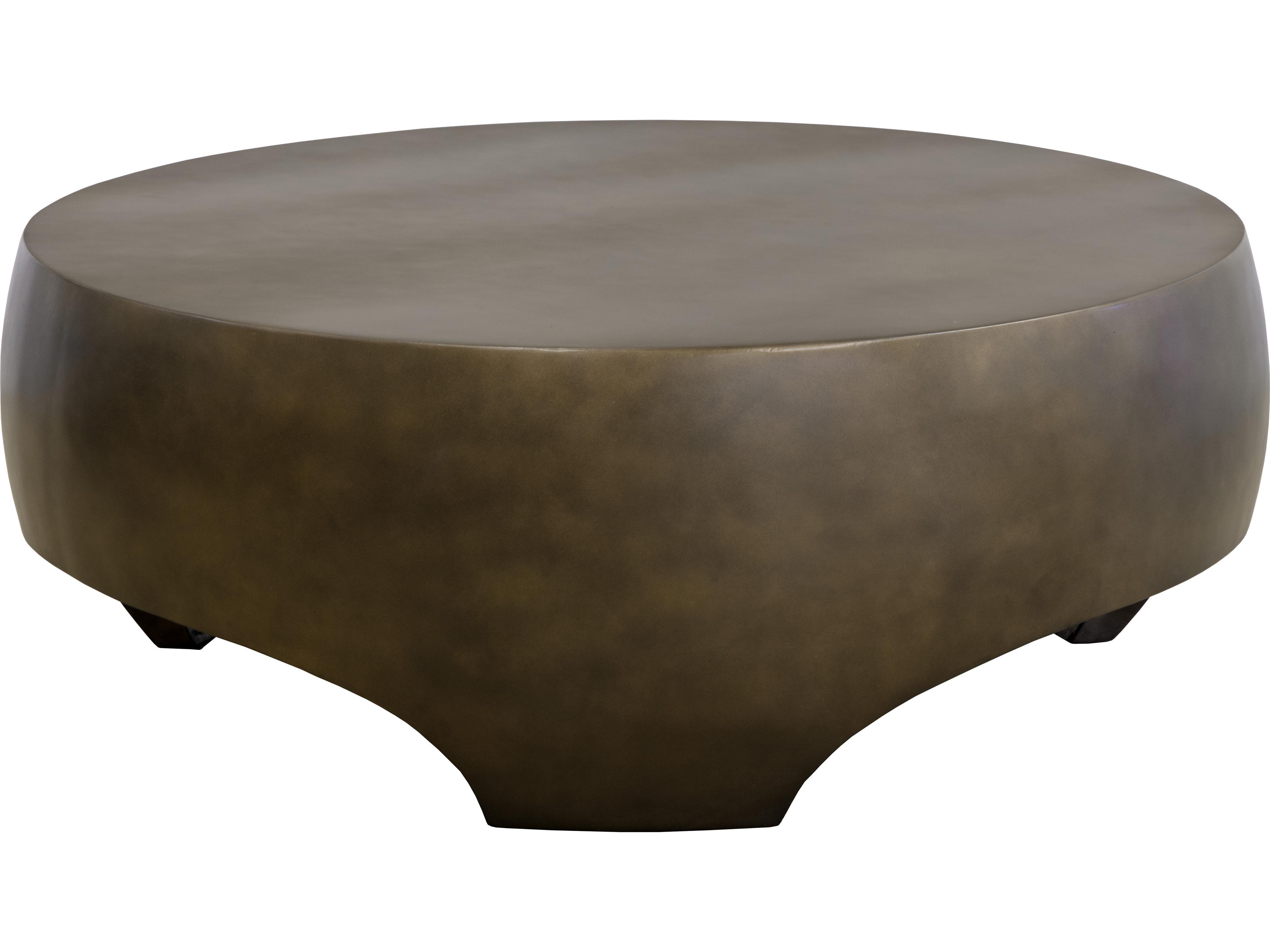 Sunpan Outdoor Tarsus Concrete Antique Bronze Round Coffee Table