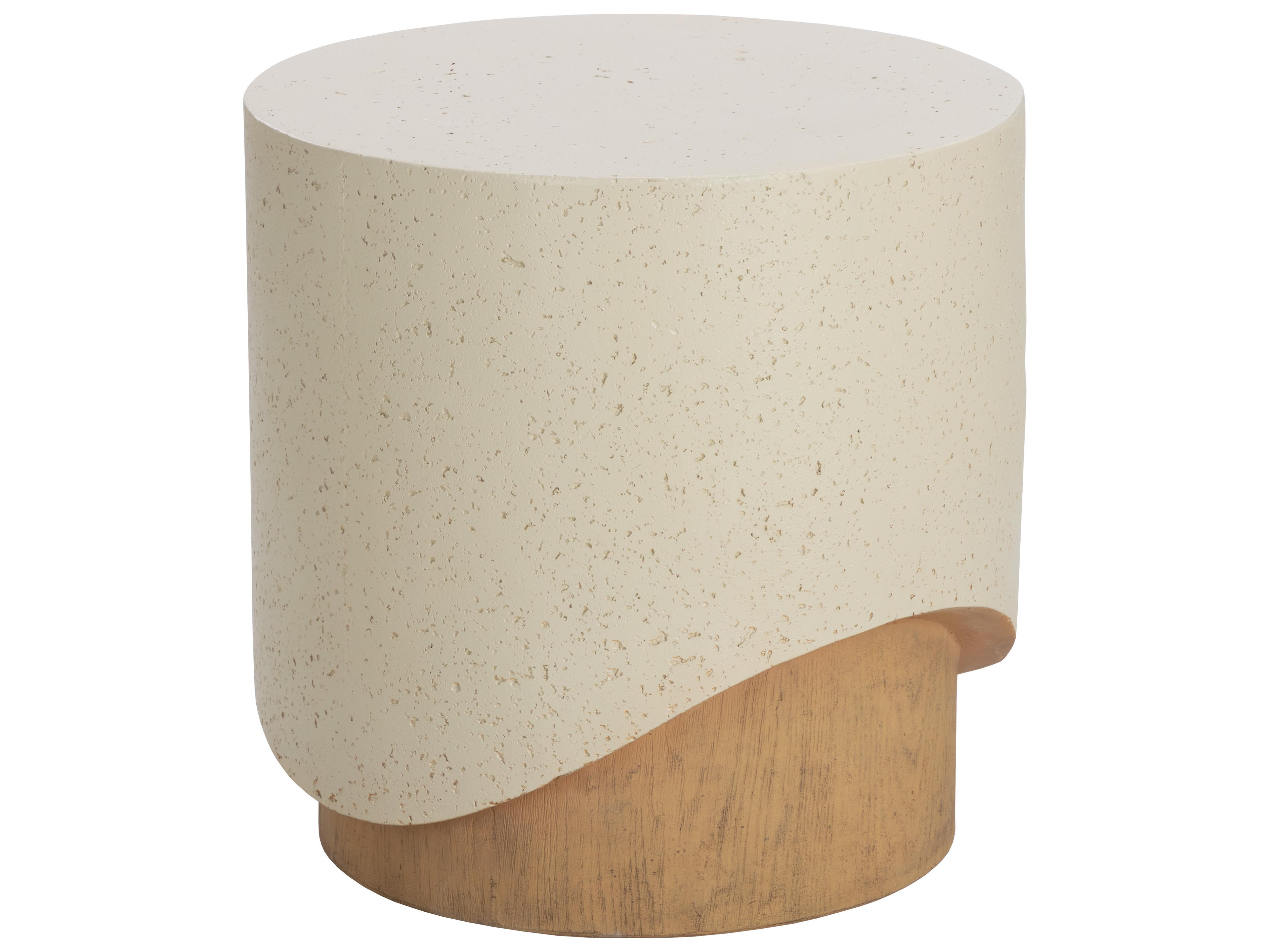 Sunpan Outdoor Patras Concrete Cream Round End Table