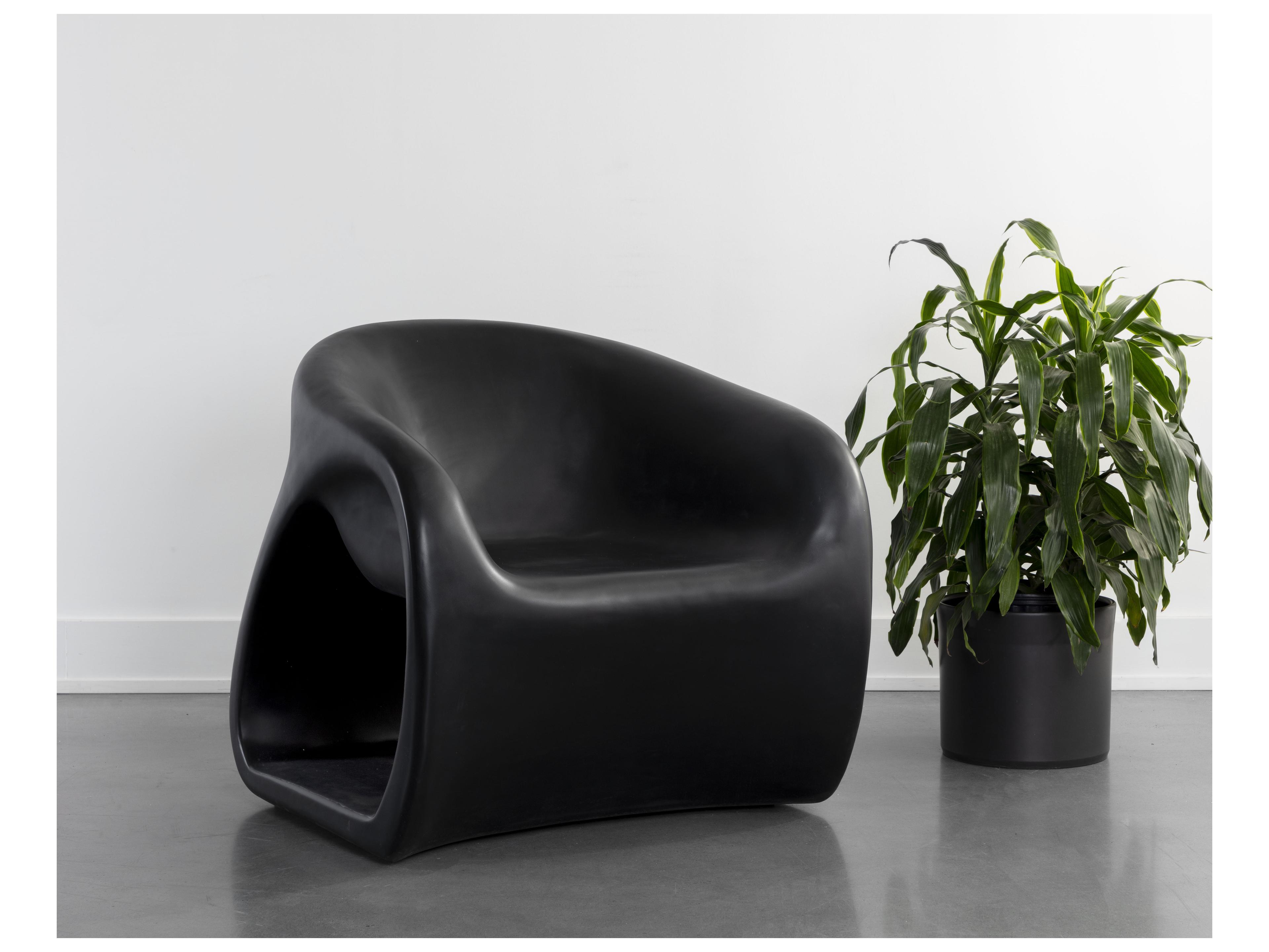 Sunpan Outdoor Orson Concrete Black Lounge Chair