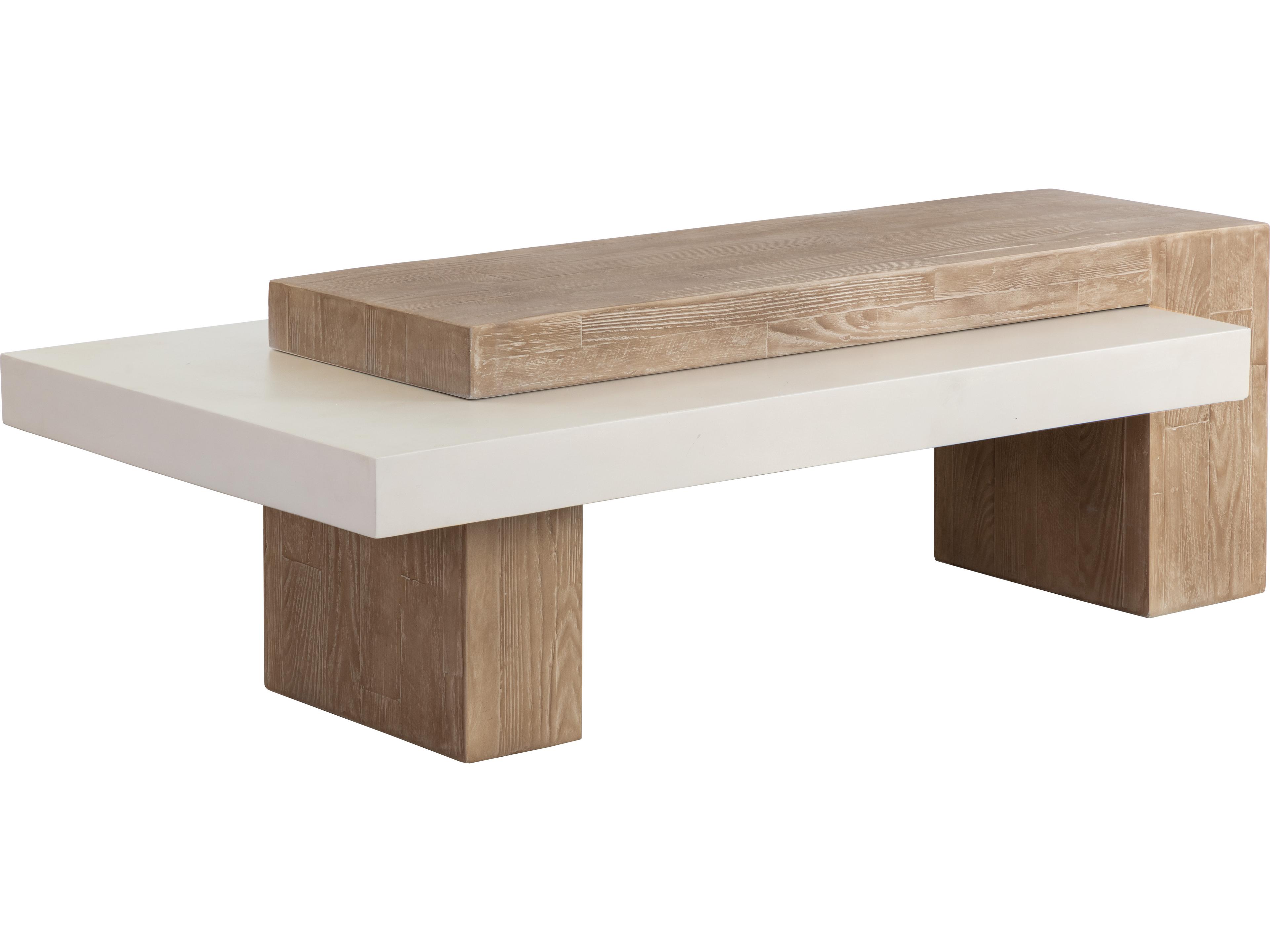 Sunpan Outdoor Solterra Herriot Concrete Light Brown Rectangular Coffee Table