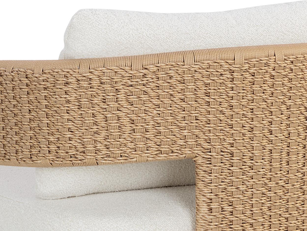 Sunpan Outdoor Pylos Wicker Natural Lounge Chair in Louis Cream