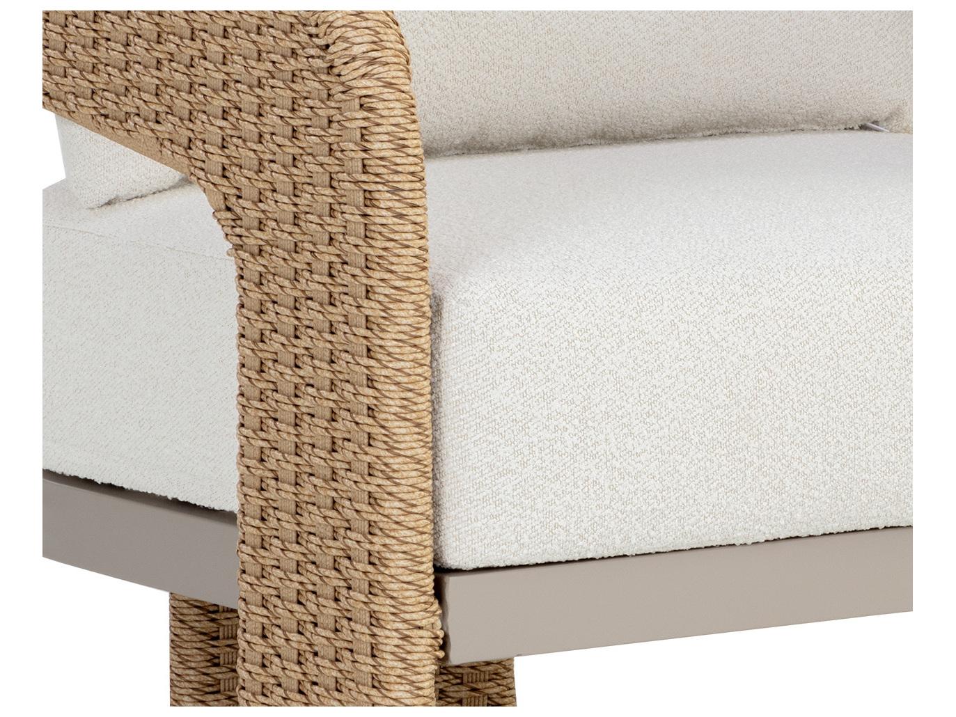 Sunpan Outdoor Pylos Wicker Natural Lounge Chair in Louis Cream