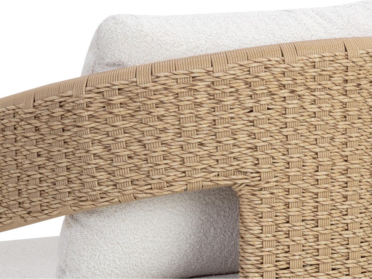 Sunpan Outdoor Pylos Wicker Natural Dining Arm Chair in Louis Cream