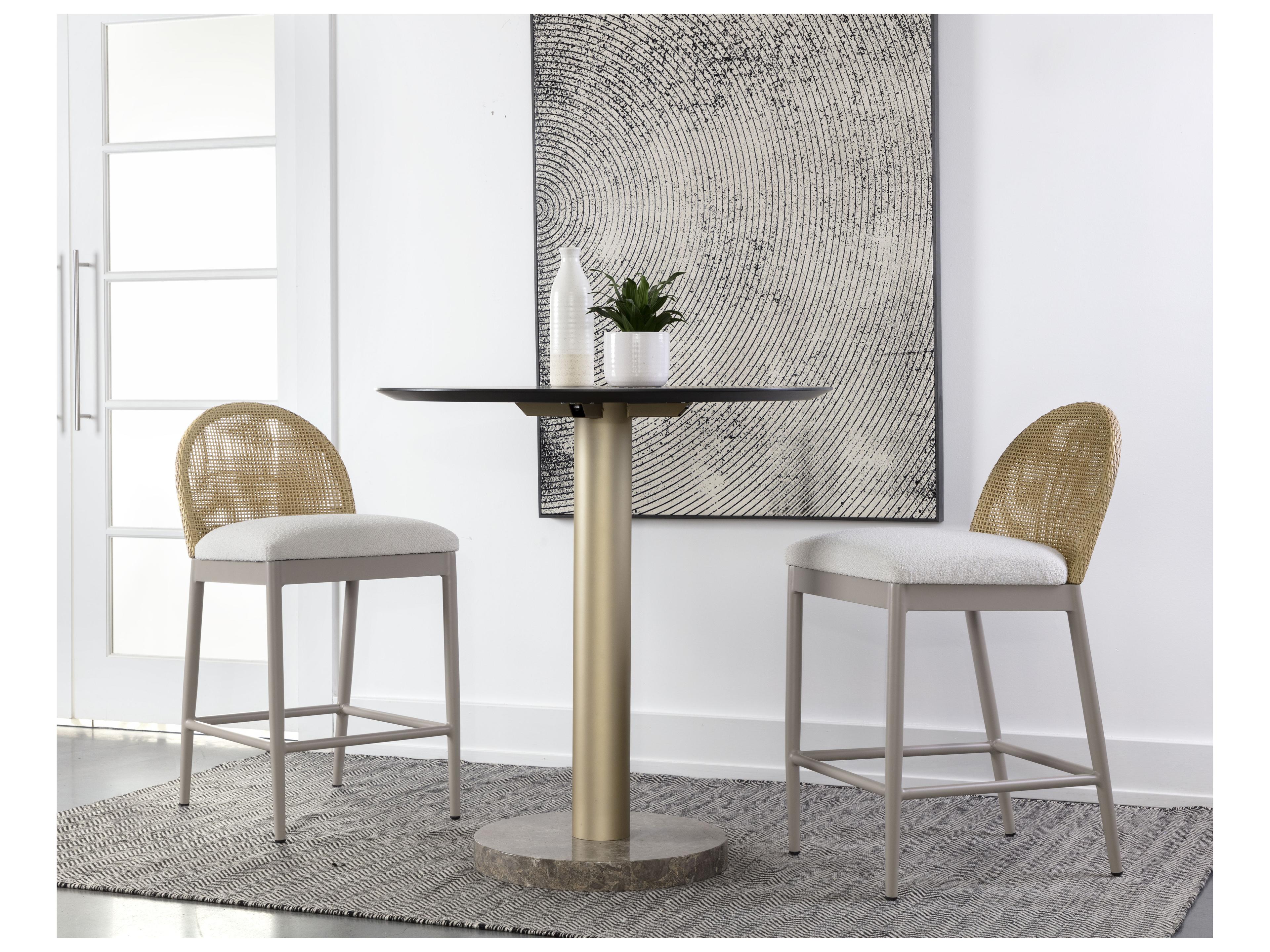 Sunpan Outdoor Calandri Aluminum Greige Counter Stool in Louis Cream