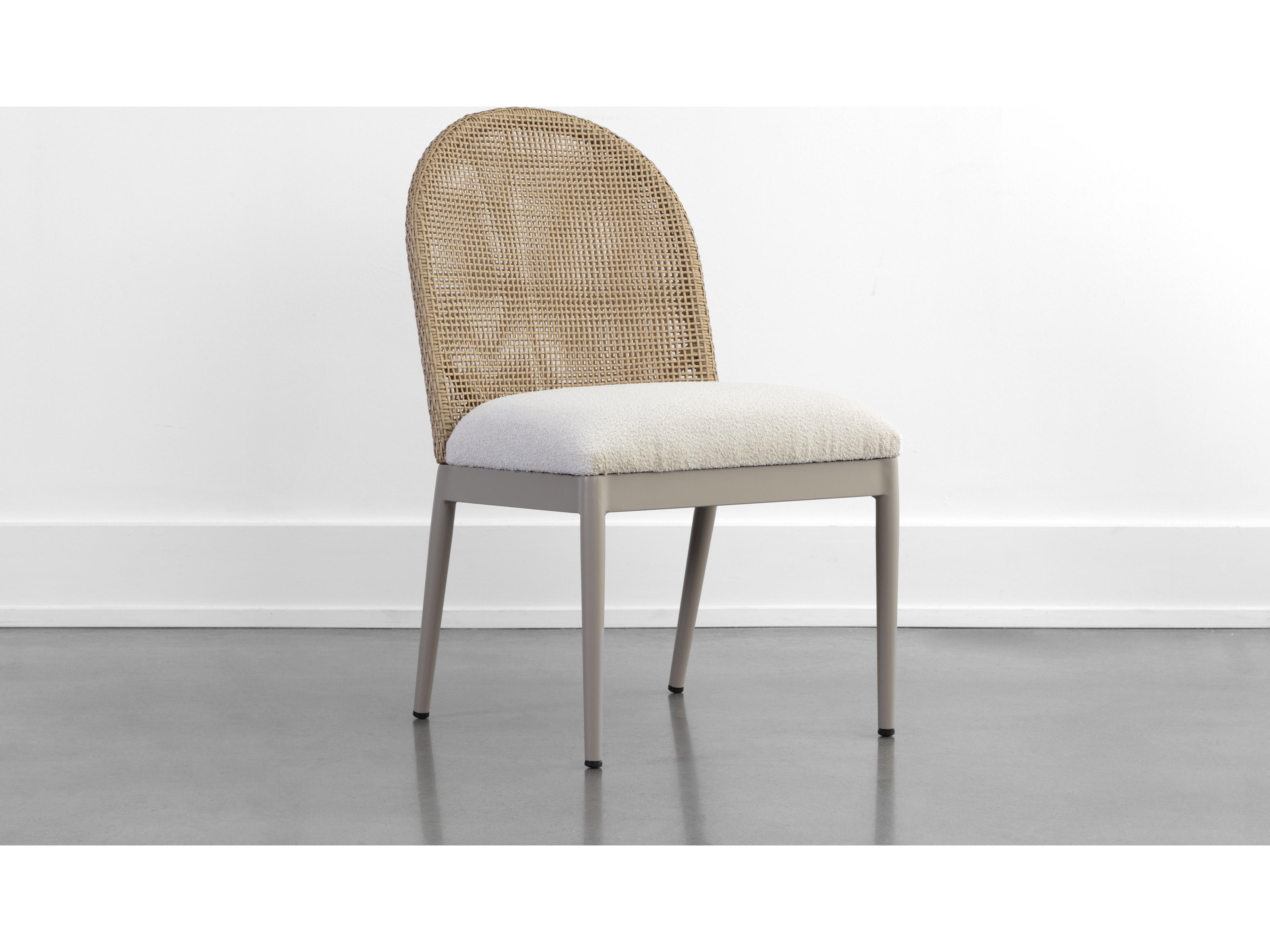 Sunpan Outdoor Calandri Aluminum Natural Dining Side Chair in Louis Cream