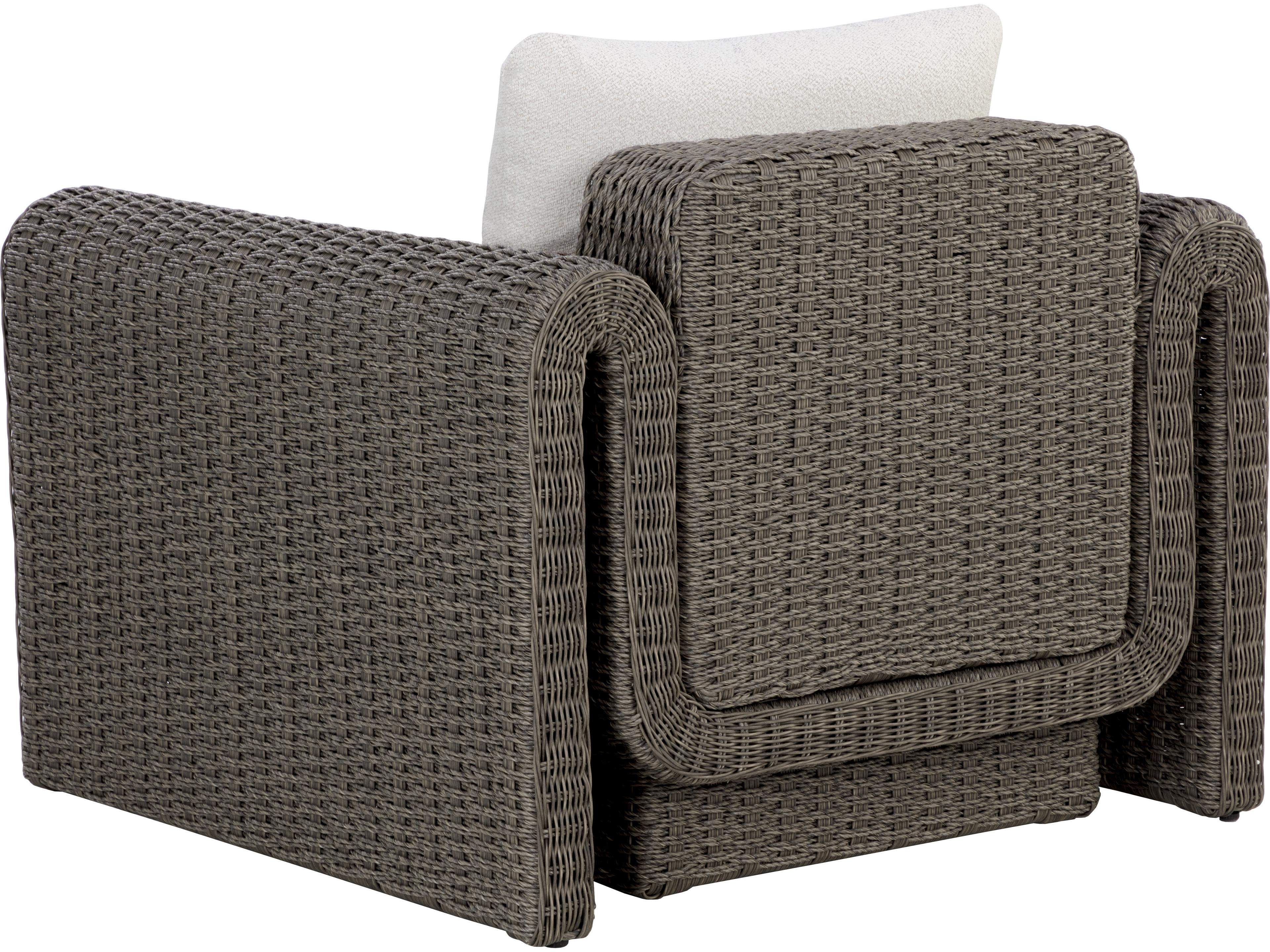 Sunpan Outdoor Tibi Wicker Dark Grey Lounge Chair in Louis Cream