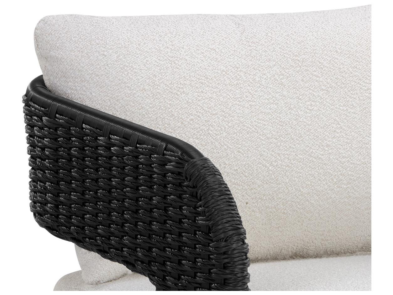 Sunpan Outdoor Pylos Wicker Black Lounge Chair in Louis Cream