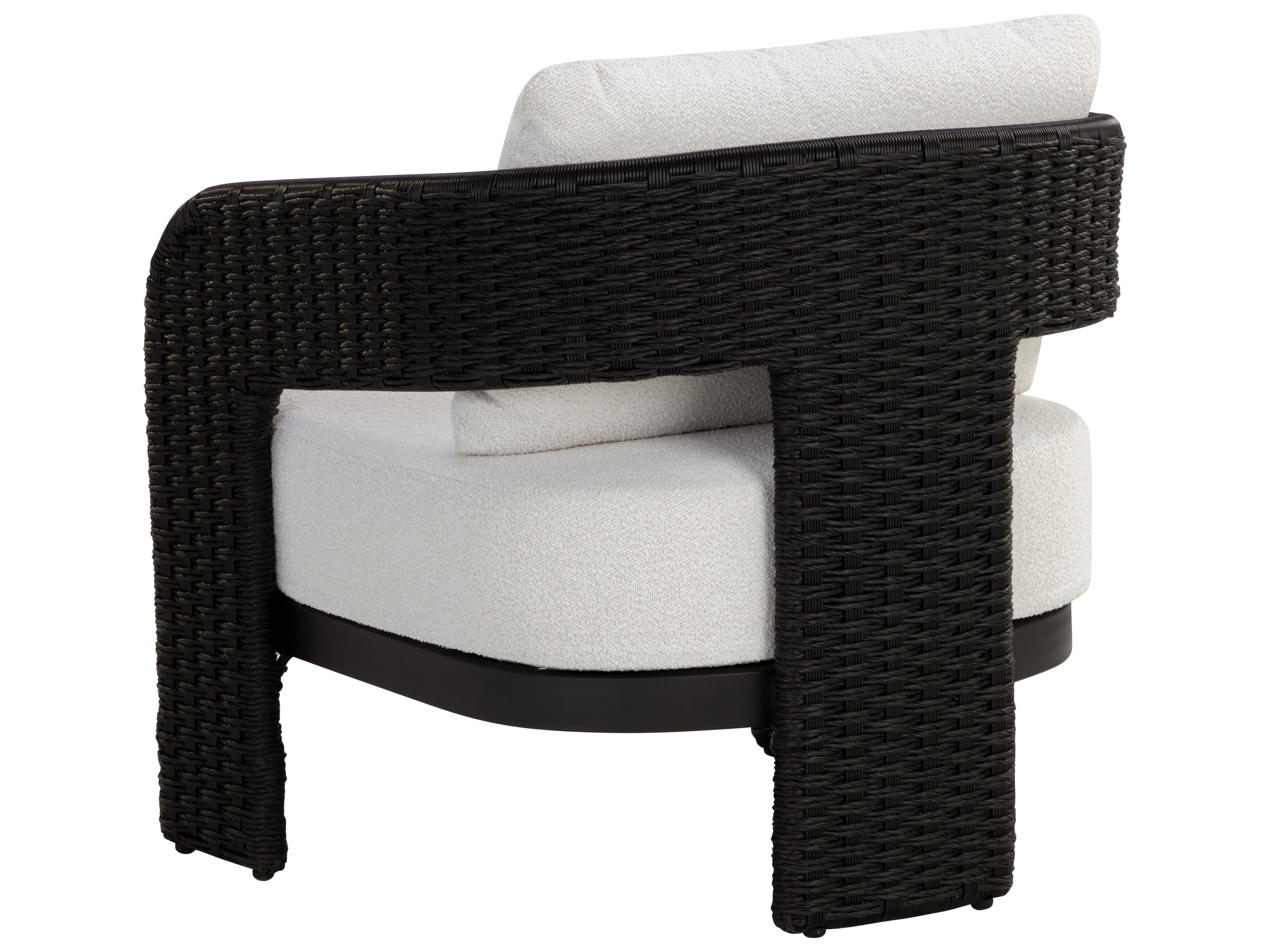 Sunpan Outdoor Pylos Wicker Black Lounge Chair in Louis Cream
