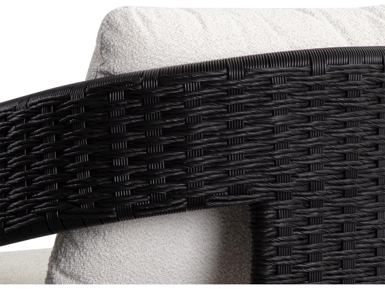 Sunpan Outdoor Pylos Wicker Black Dining Arm Chair in Louis Cream