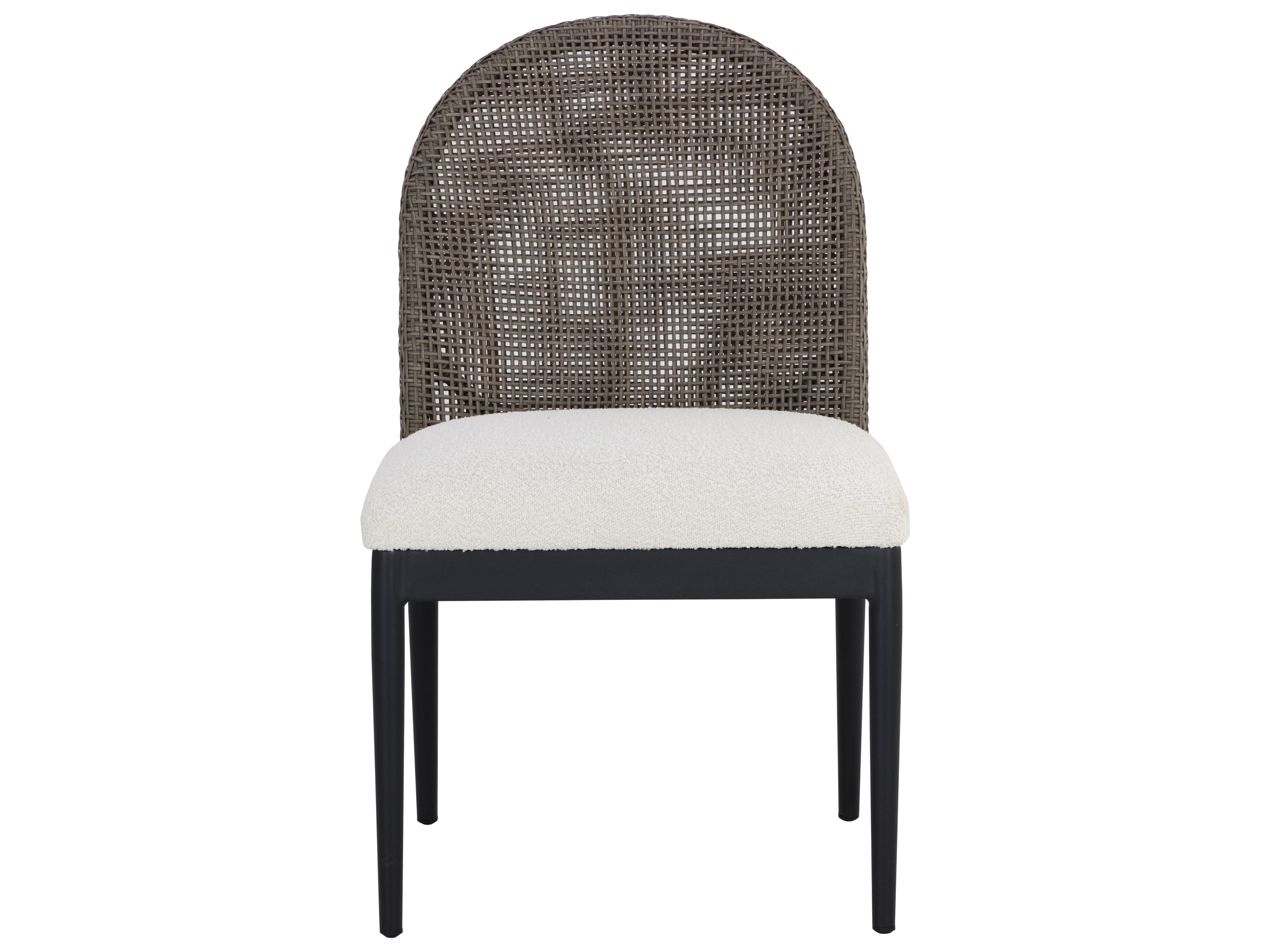 Sunpan Outdoor Calandri Aluminum Black Dining Side Chair in Louis Cream