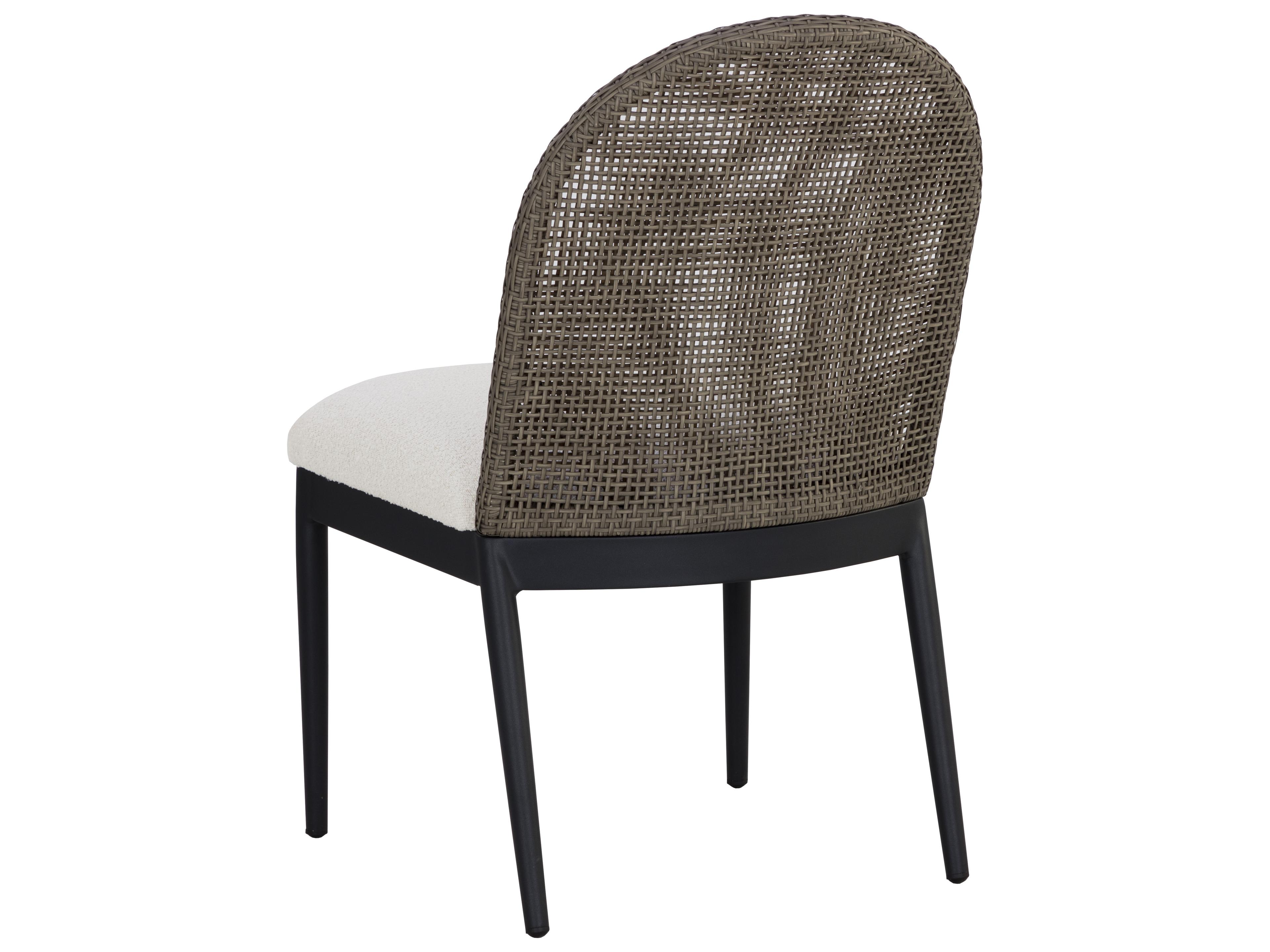 Sunpan Outdoor Calandri Aluminum Black Dining Side Chair in Louis Cream