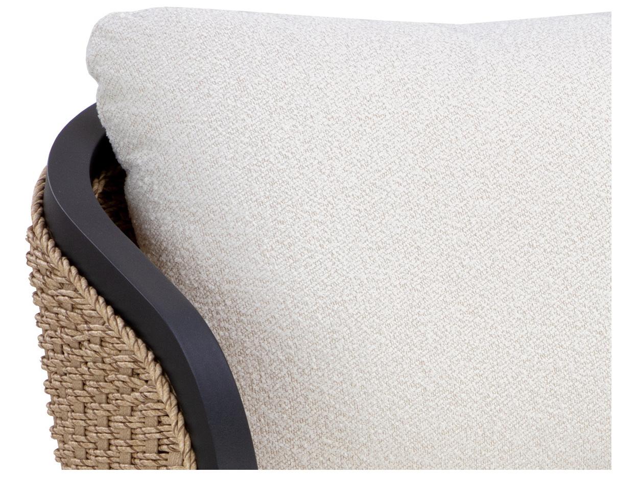 Sunpan Outdoor Bora Aluminum Matte Black Swivel Lounge Chair in Louis Cream