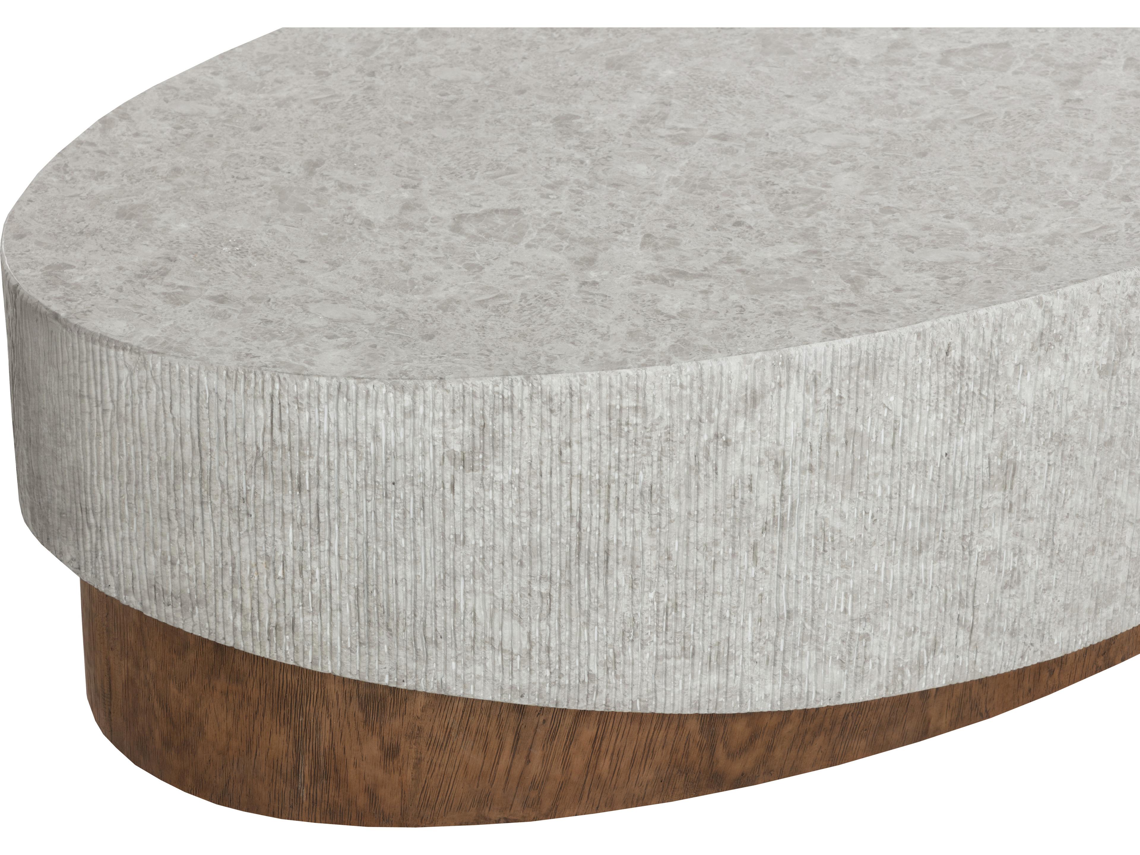 Sunpan Outdoor Leda Concrete Oval Coffee Table