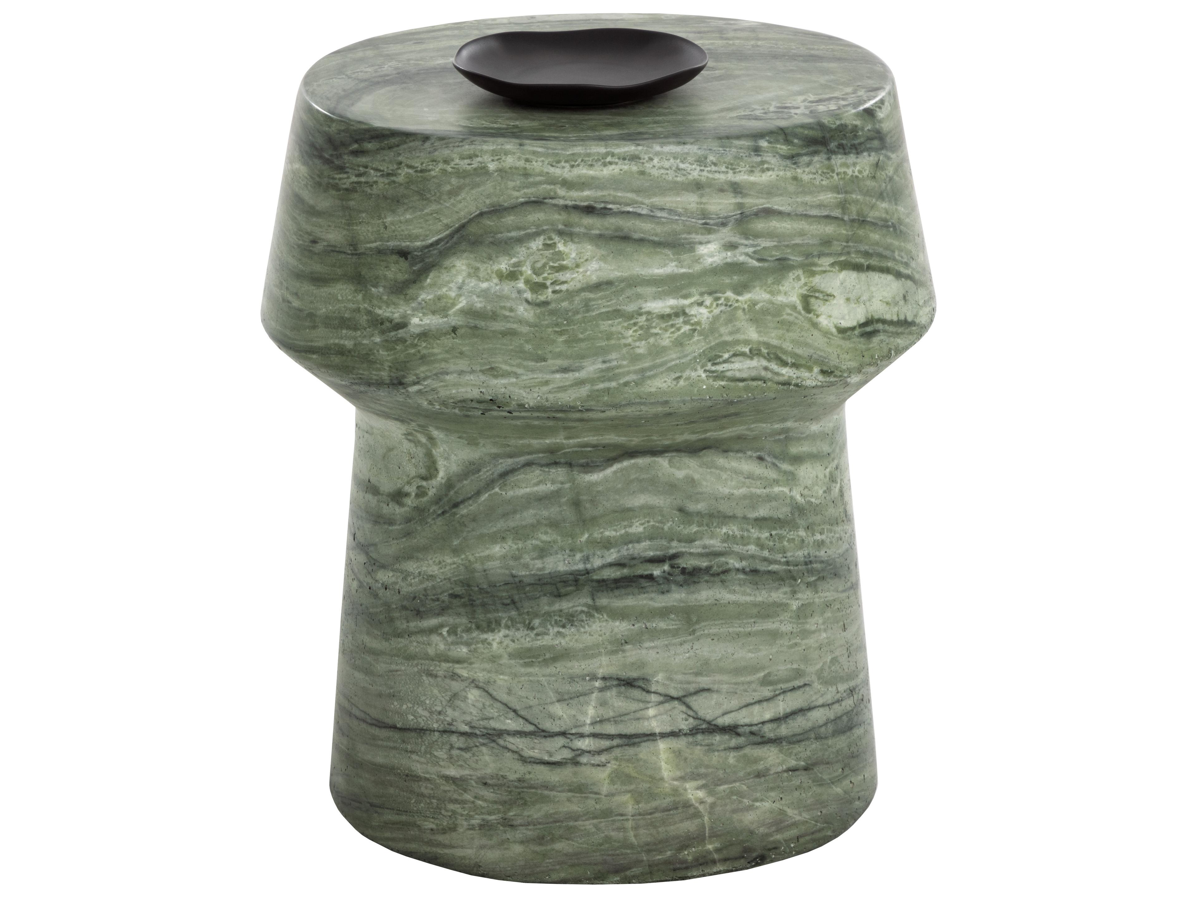 Sunpan Outdoor Brie End Table in Marble Look in Sage