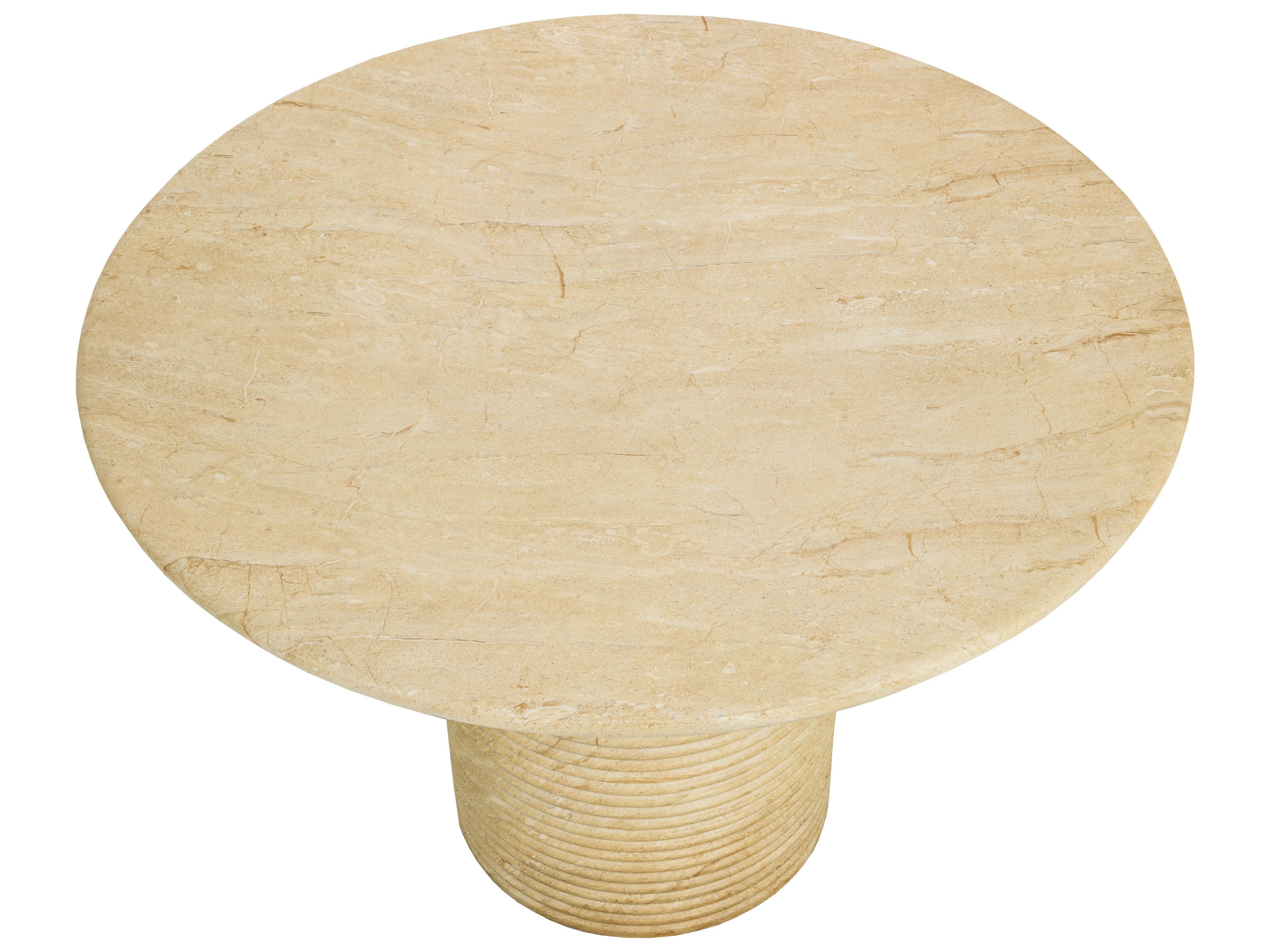 Sunpan Outdoor Riva Dining Table in Travertine Look in Natural in 43"