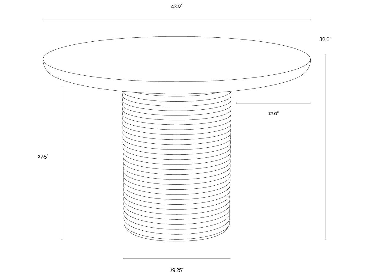 Sunpan Outdoor Riva Dining Table in Travertine Look in Natural in 43"