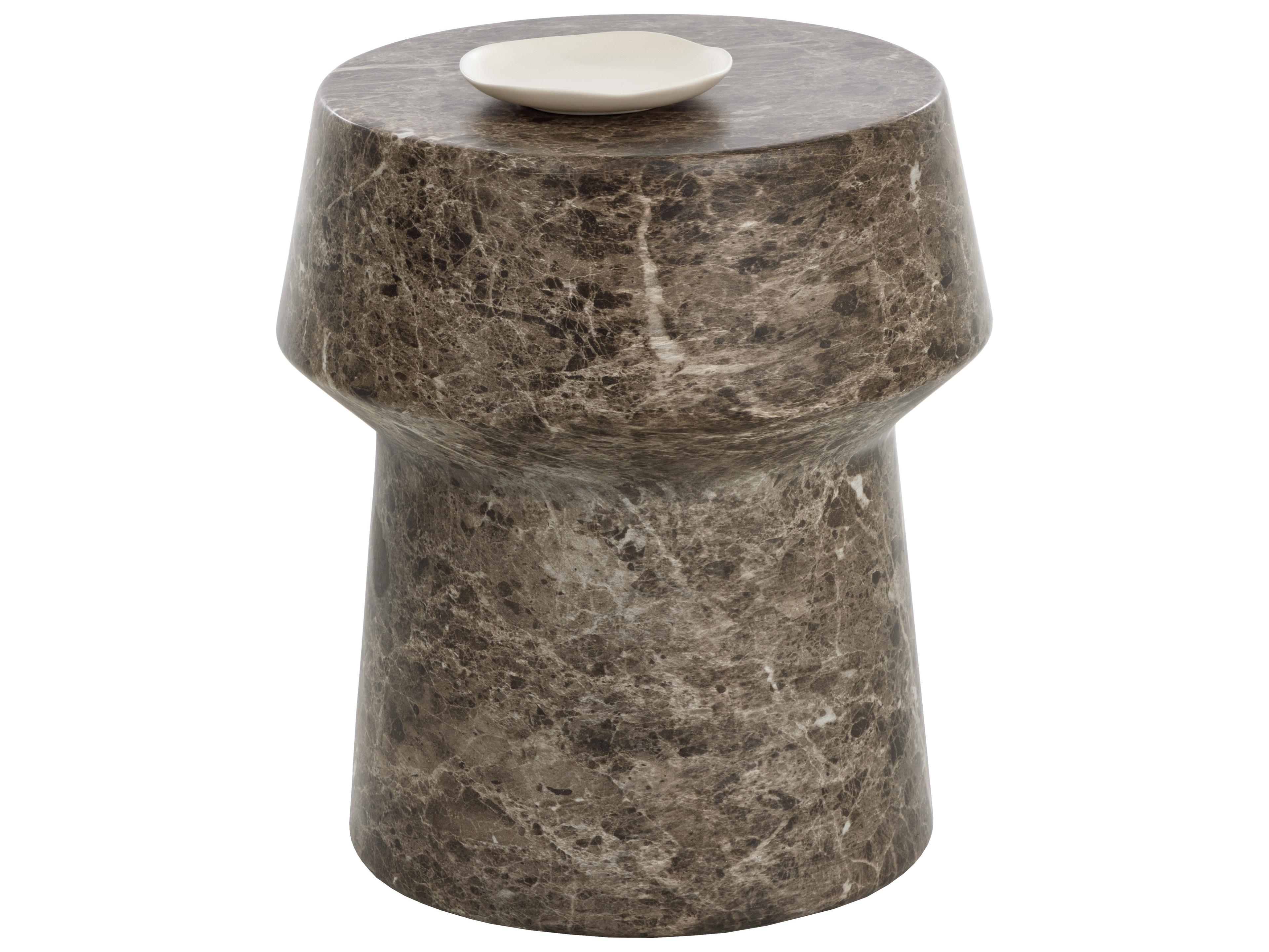 Sunpan Outdoor Brie End Table in Marble Look in Dark Emperador