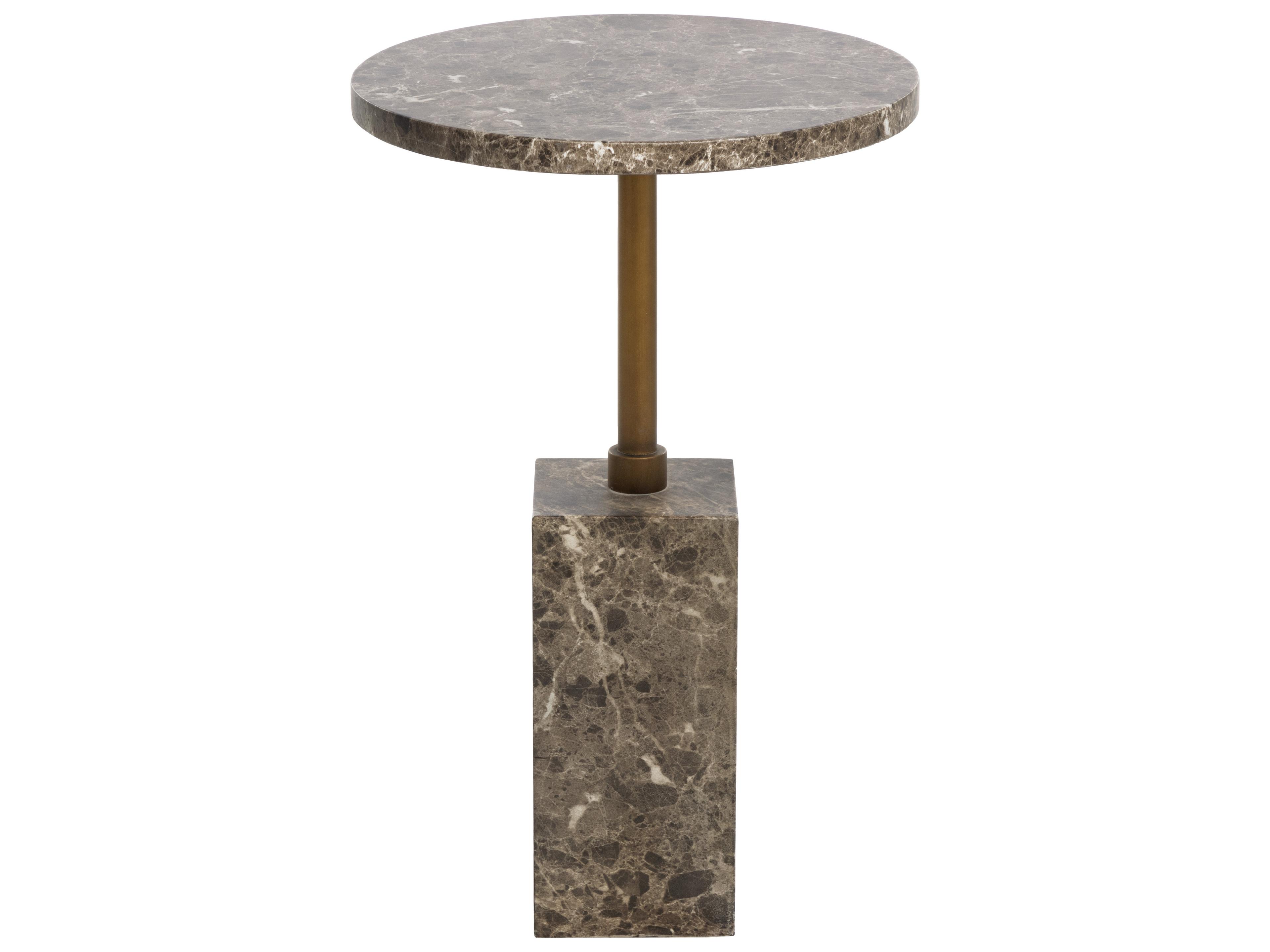 Sunpan Outdoor Mizani End Table in Marble Look in Dark Emperador