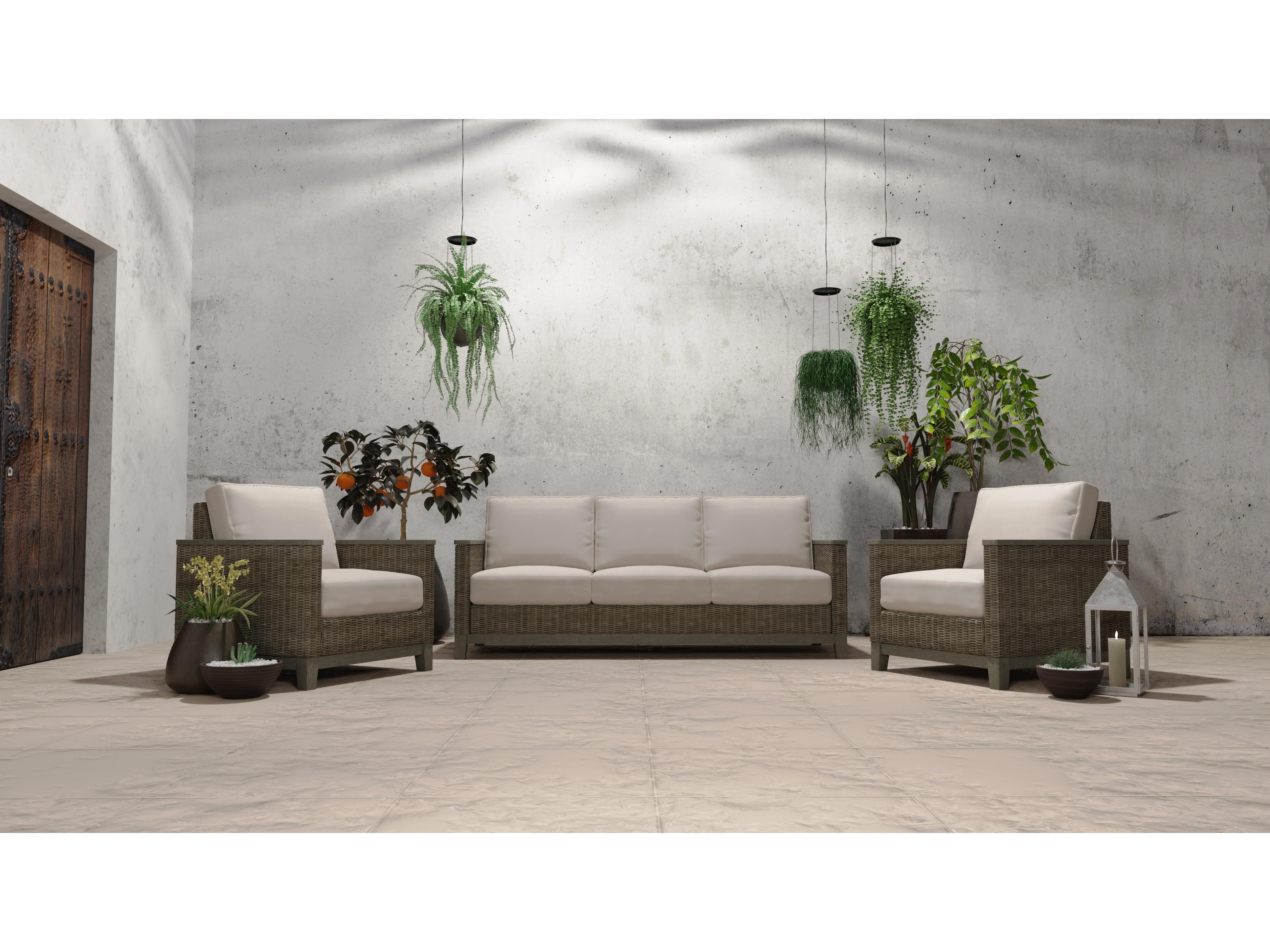 South Sea Rattan Timberline Quick Ship Wicker Cushion Sofa