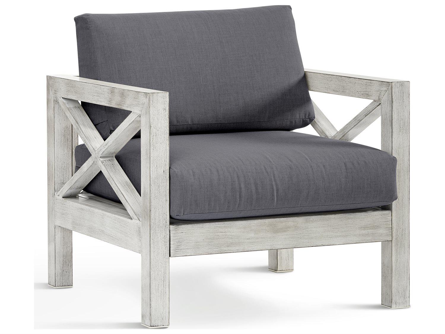 South Sea Rattan Farlowe Aluminum Brushed White Outdoor Patio Lounge Chair