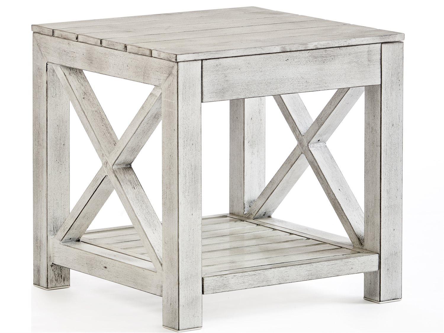 South Sea Rattan Farlowe Aluminum Brushed White Square Outdoor End Table