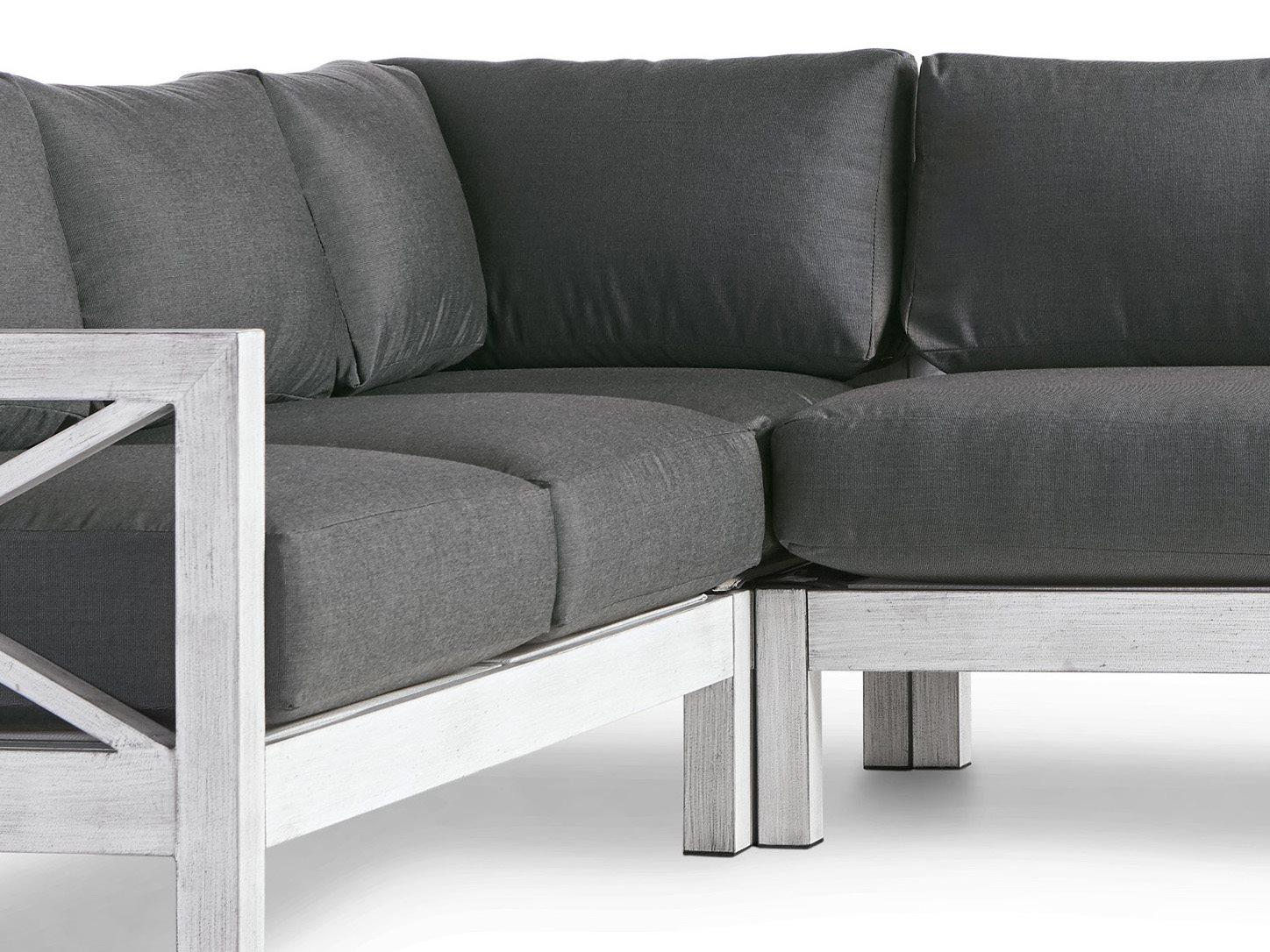 South Sea Rattan Farlowe Aluminum Brushed White Corner Outdoor Lounge Chair