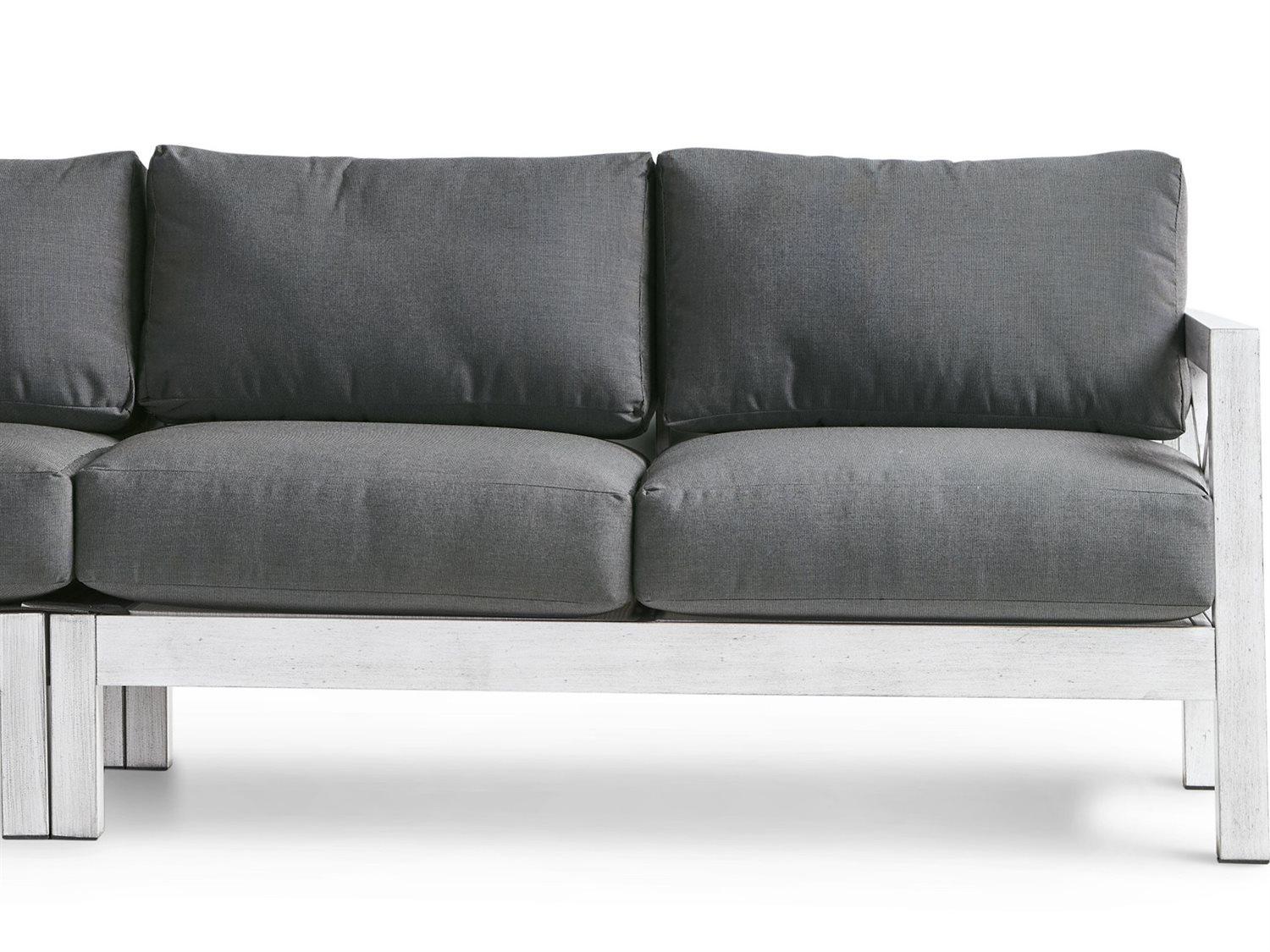 South Sea Rattan Farlowe Aluminum Brushed White Right Arm Patio Loveseat