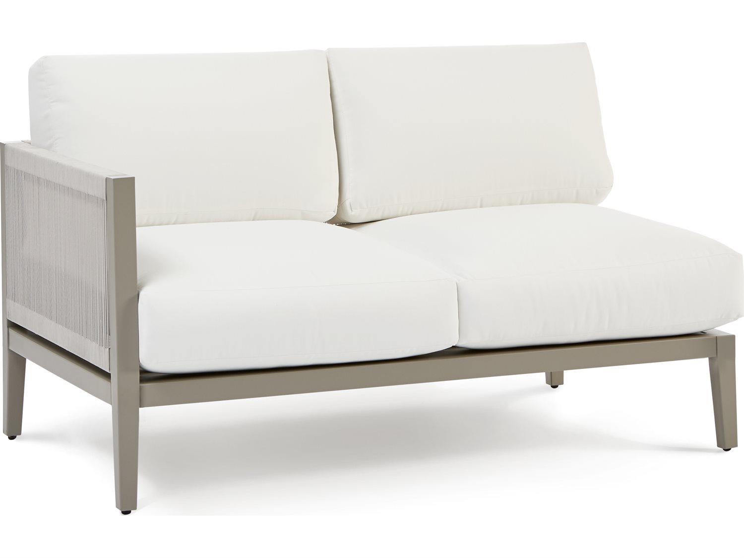 South Sea Rattan Nicole Aluminum Greystone Left Arm Outdoor Patio Loveseat